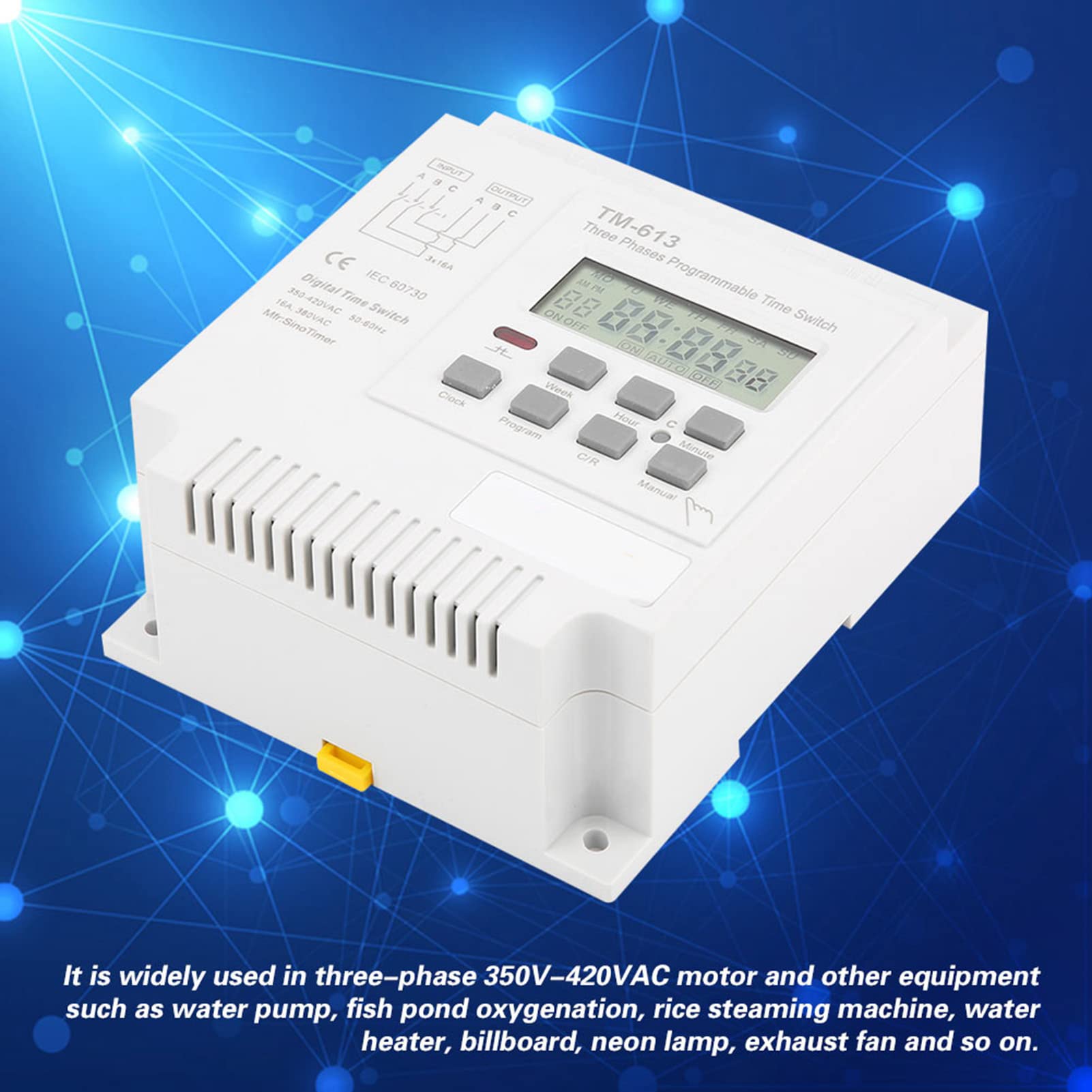 Programmable 3 Phase Timer Switch TM-163 - 380V Smart Digital Weekly Relay for Industrial Automation & Equipment Control | Perfect for HVAC Systems, Motor Control, and Lighting Schedules