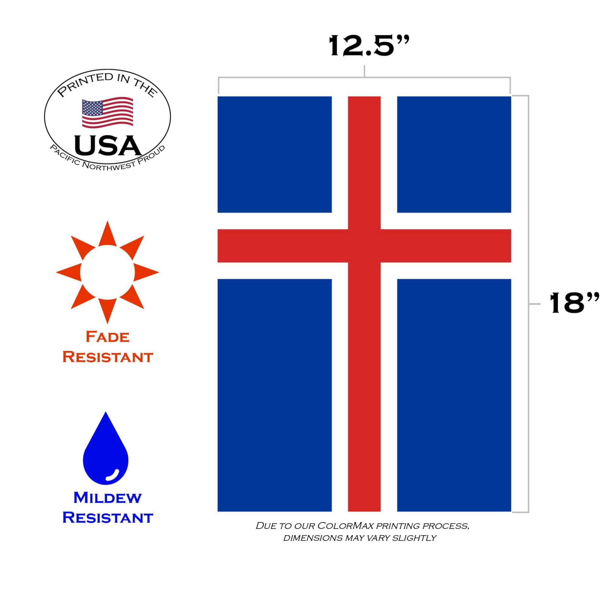 Iceland Flag 12.5 x 18 Inch Outdoor Decorative Garden Flag - Perfect for Patio, Yard, and Home Decor