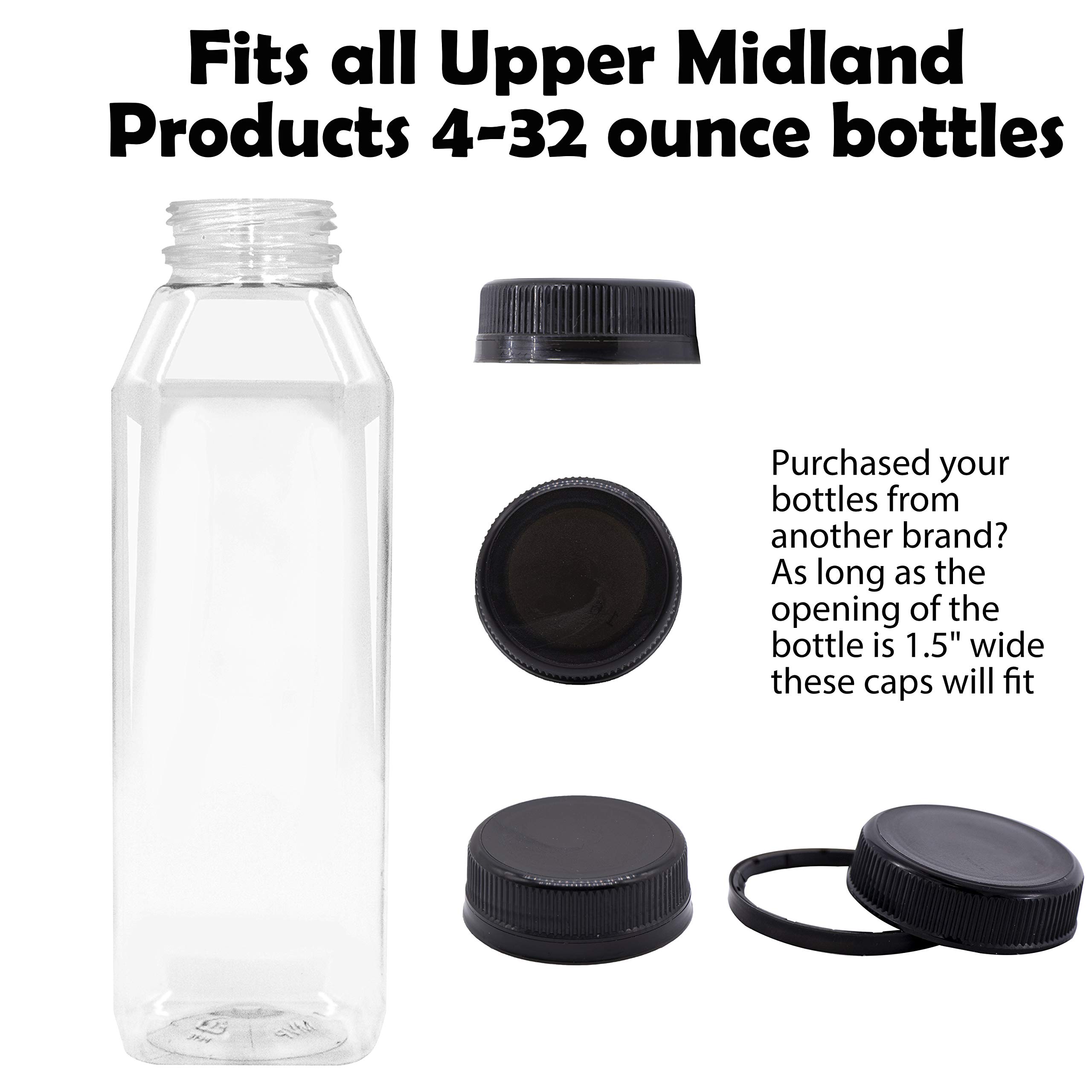 25 Pack Black Tamper Proof Caps for Empty Juice & Milk Bottles - Leak-Proof Plastic Container Lids for Home, Restaurant, and Commercial Use