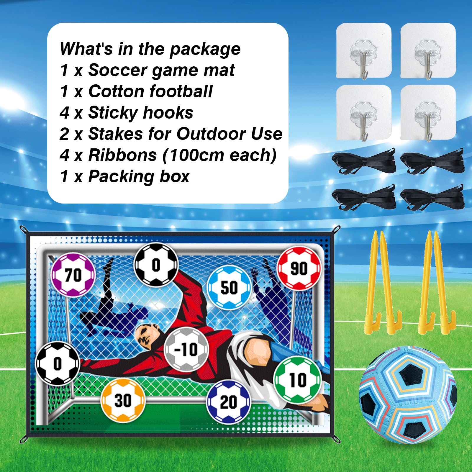 Mini Soccer Games Set for Kids - Indoor/Outdoor Backyard Toy with Adhesive Ball (No Inflation Needed) - Fun Birthday Gift for Boys & Girls - Perfect for Yard, Park, and Playroom Activities
