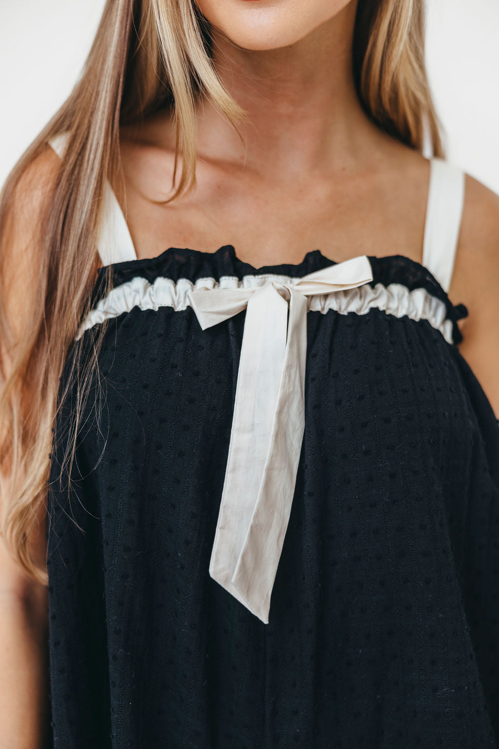 Ashtin Oversized Romper with Bow Detail - Women's Fashion Jumpsuit in Black & Cream | Casual Summer Outfit, Beach Cover-Up, Lounge Wear, Street Style