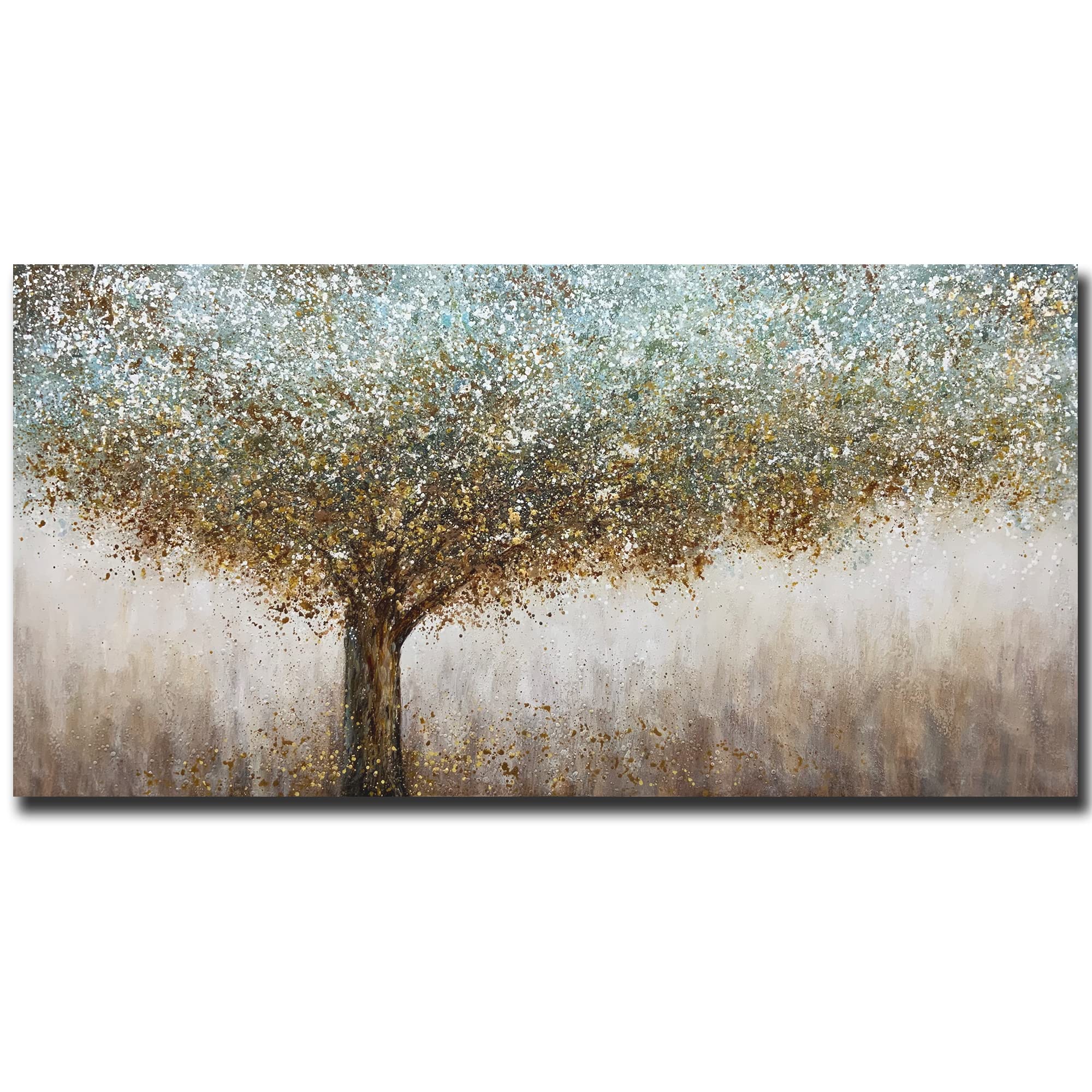 24x48 Inch Hand-Painted Abstract Oil Painting on Canvas - Modern Framed Wall Art Decor for Living Room, Bedroom & Office | Tiancheng Art Contemporary Home Decor