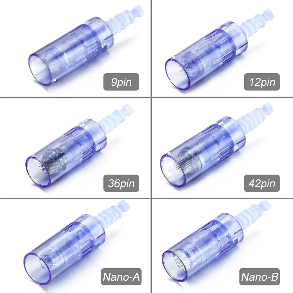 Dr.pen Ultima A6 Round Nano Cartridges 0.1mm Needle Disposable Replacement Parts (5 Pack) - Professional Derma Pen Refills for Micro-needling, Skin Rejuvenation & Hair Growth Therapy