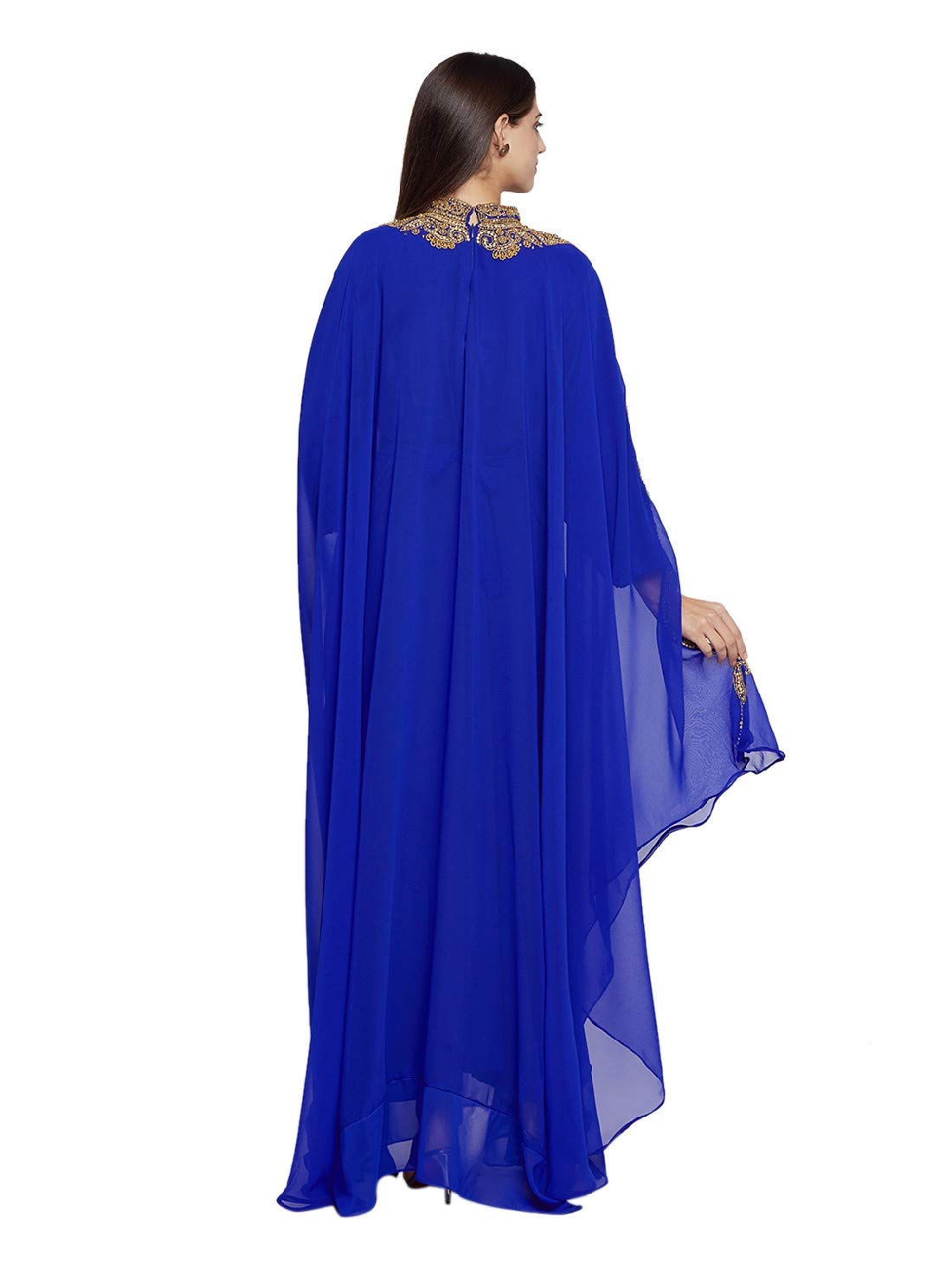 Elegant Women's Kaftan Farasha Long Maxi Dress with Long Sleeves - Boho Ethnic Bridal Evening Party Gown with Free Scarf | Perfect for Weddings, Beach Vacations & Special Occasions