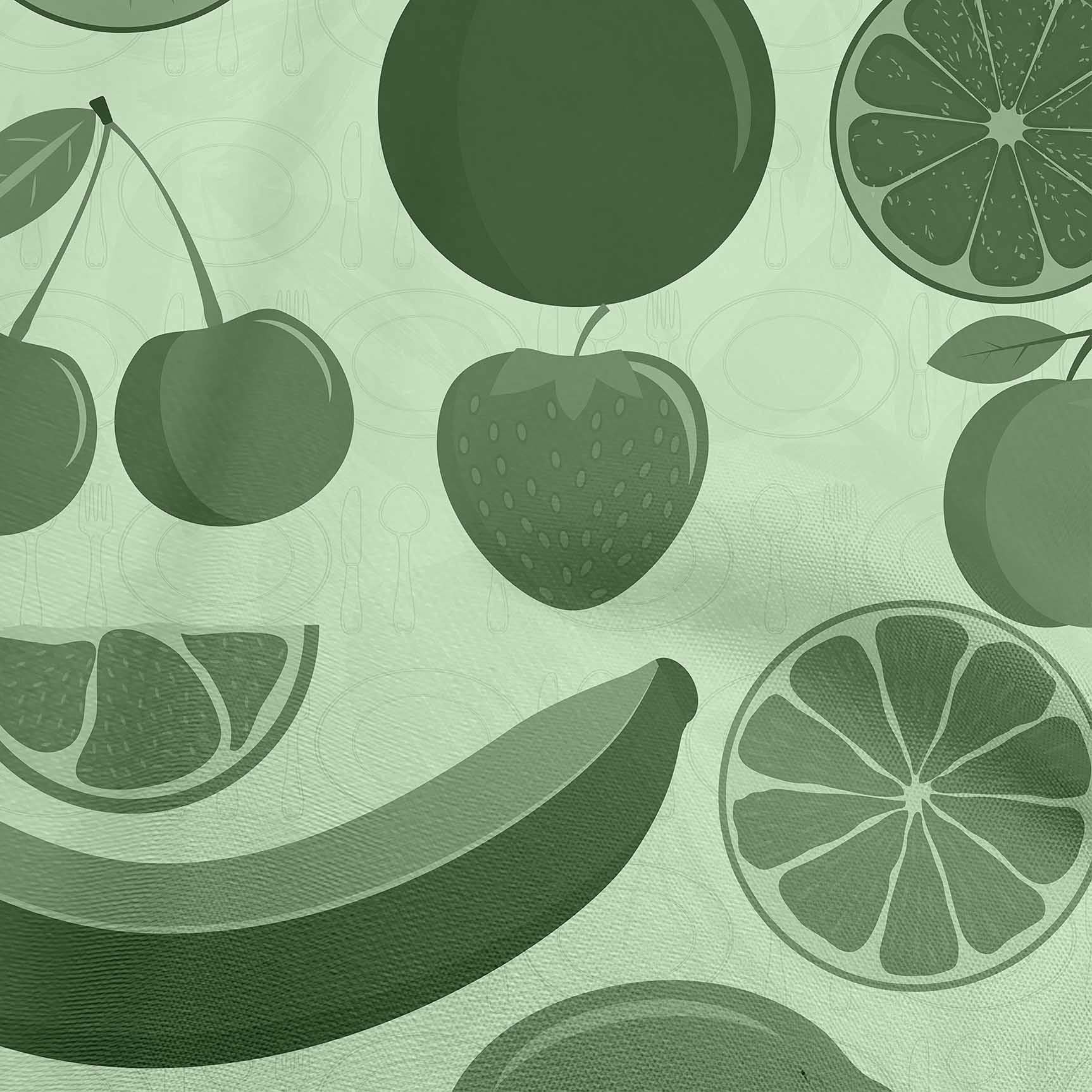 oneOone Polyester Spandex Mint Green Fabric - Fruit Print Dress Material - 56 Inch Wide by The Yard - Perfect for Summer Dresses, Skirts & DIY Fashion Projects
