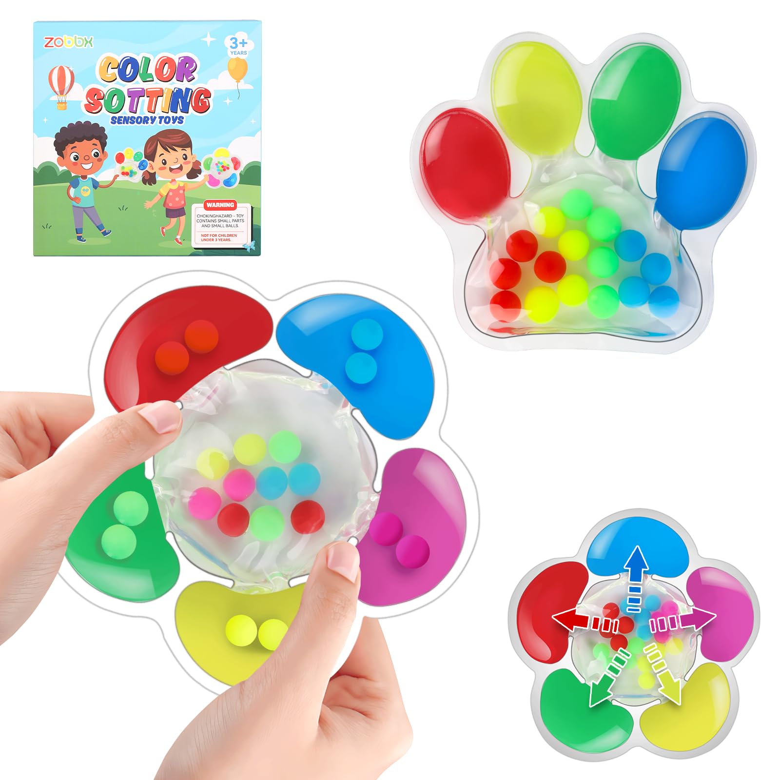 Color Sorting Sensory Toys for Toddlers 1-3 Years - Montessori Fine Motor Skills Game, Fidget Toys for Calming & Travel - Easter Basket Stuffers Gifts for Boys & Girls (Perfect for Home, Classroom & Car Rides)