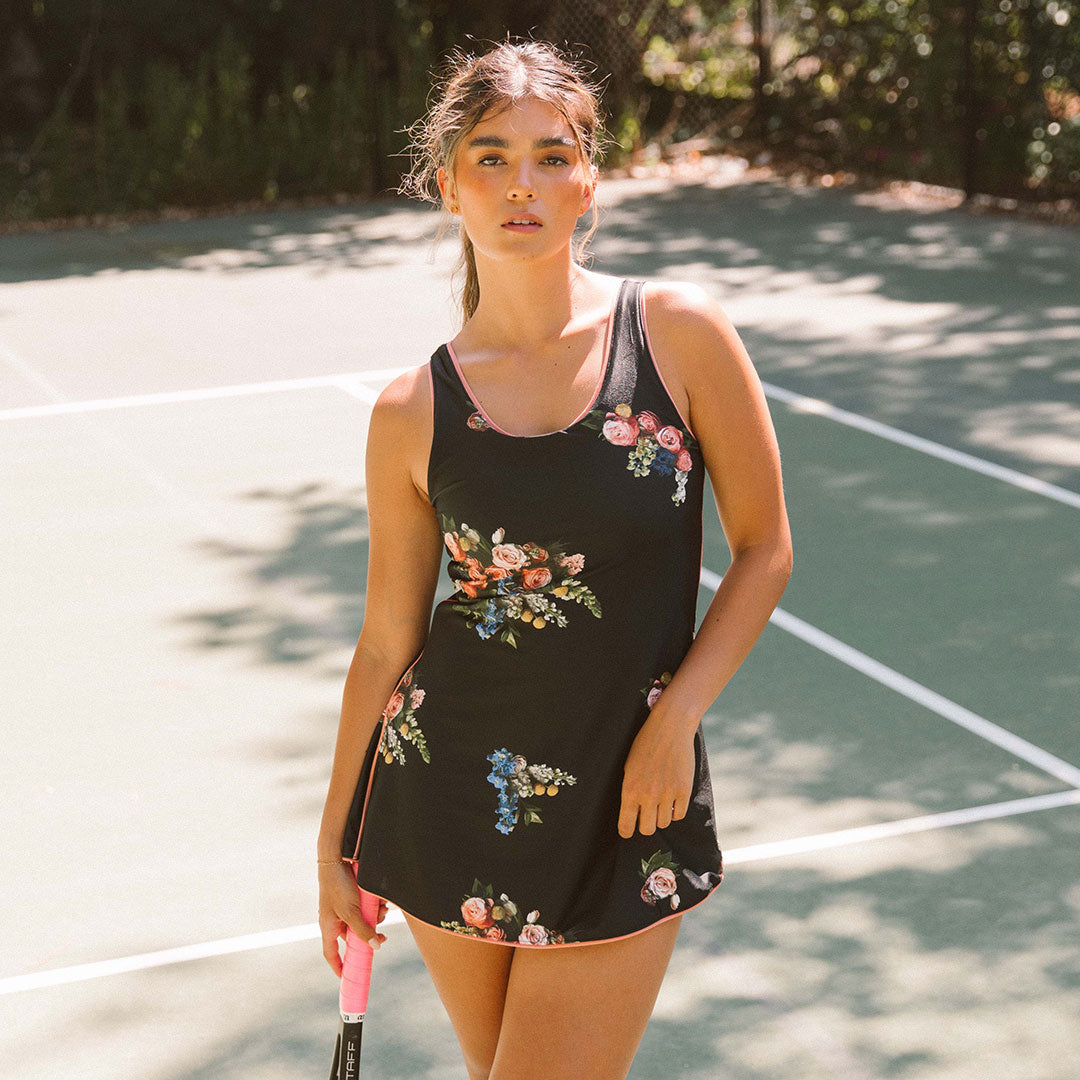 Women's Tennis Dress Rose Black - Breathable Quick-Dry Sports Dress for Women - Perfect for Tennis, Gym, and Outdoor Activities