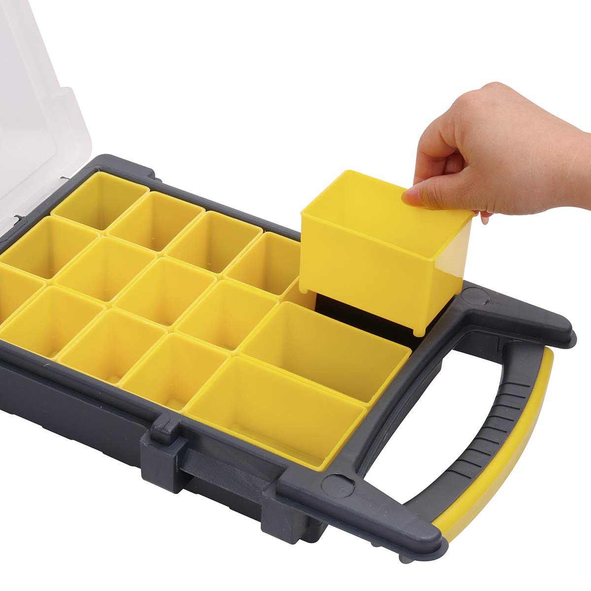 MEIJIA Small Plastic Tool Organizer Box with Removable Dividers - 8.2