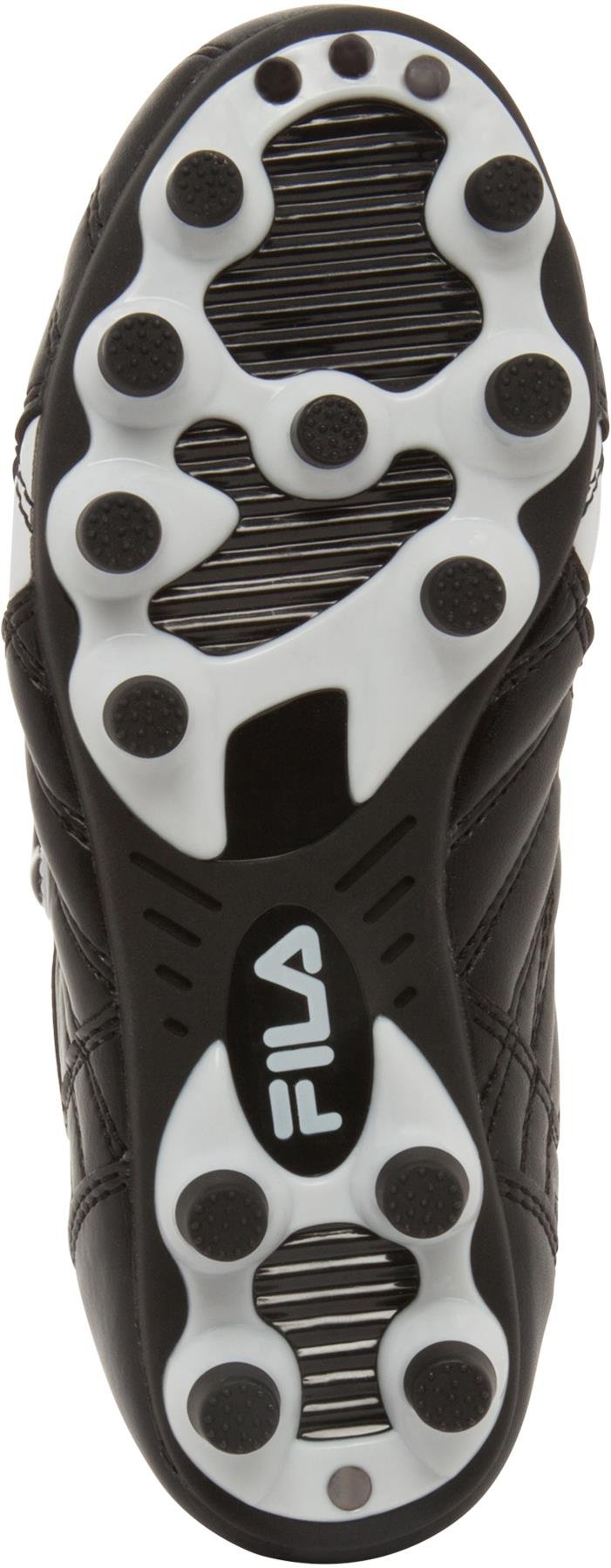 Fila Forza III MD Kids Soccer Cleats - Black Leather & Synthetic Cleats for Boys & Girls - Youth Soccer Shoes for Turf & Grass Fields - Perfect for Training & Matches (Size 12 Little Kid M)
