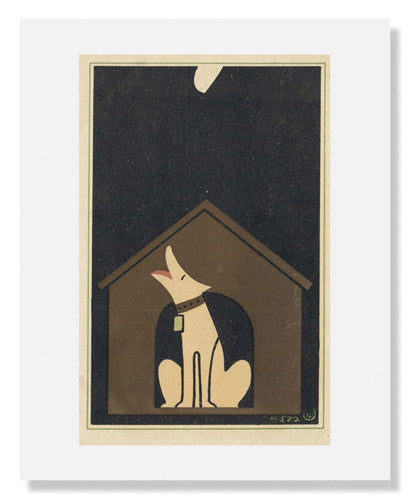 Sugiura Hisui - 'Dog Barking at the Moon' Japanese Art Print - Vintage Home Decor for Living Room, Bedroom & Office Wall