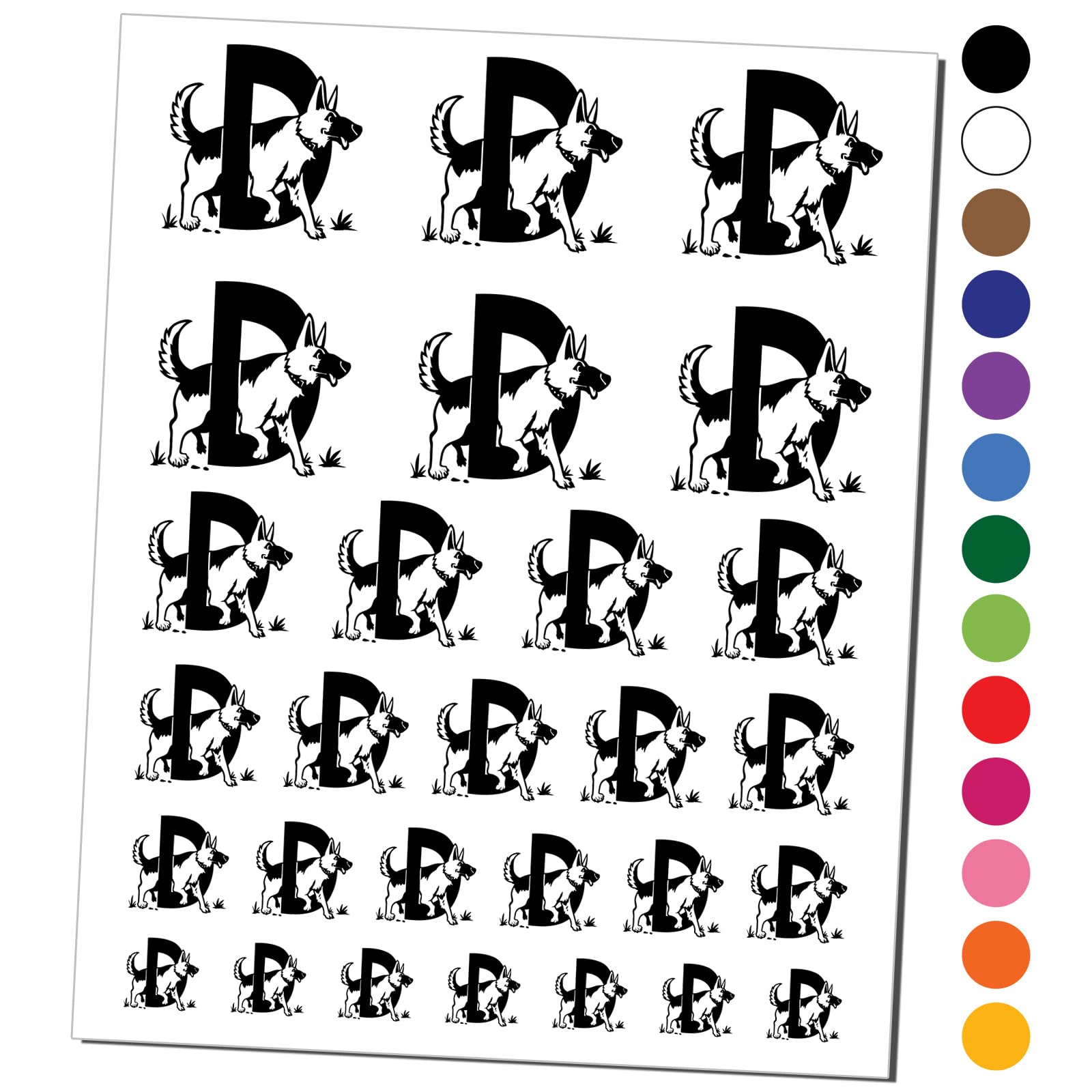 D for Dog Temporary Tattoos - Waterproof Fake Body Art Alphabet Animal Letter Set - Black (1 Sheet) - Perfect for Kids Parties, Costume Events & Pet Lovers