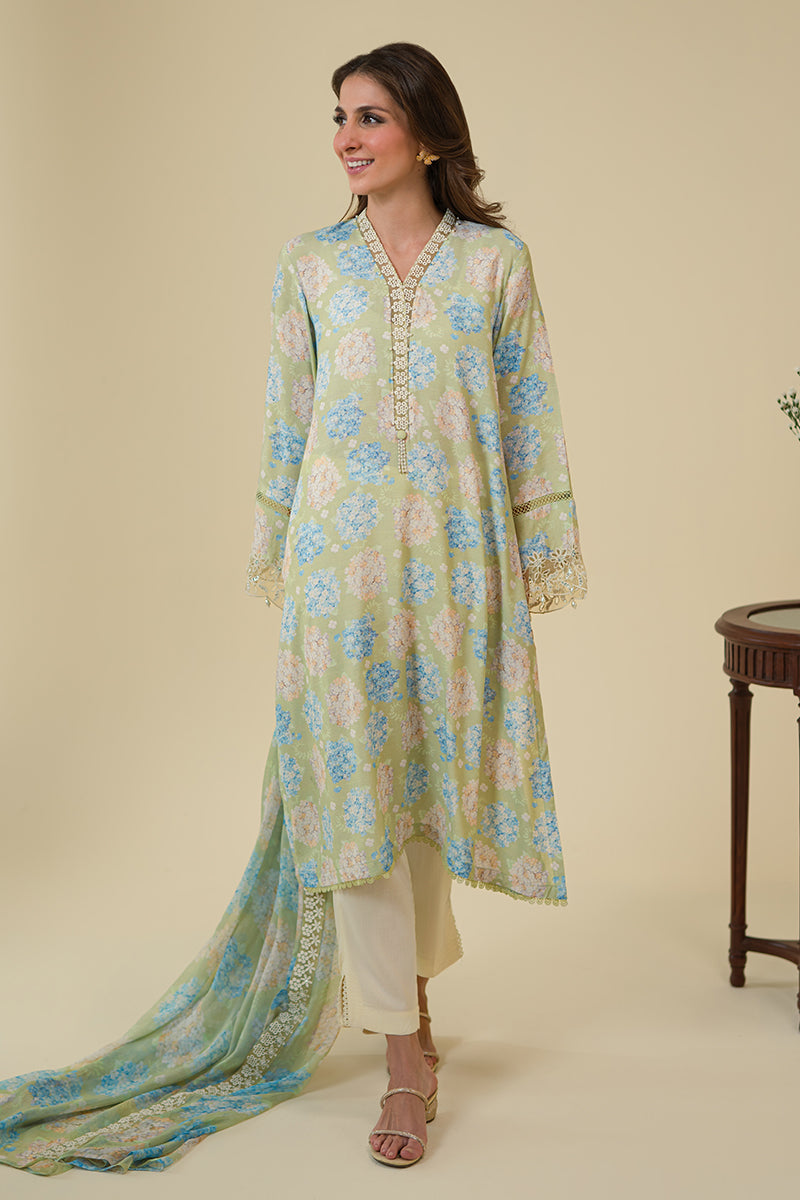AMBROSIA 2PC Set (Embroidered Cotton Shirt & Dupatta Scarf) - Elegant Indian Ethnic Wear for Women, Perfect for Weddings, Festivals & Special Occasions