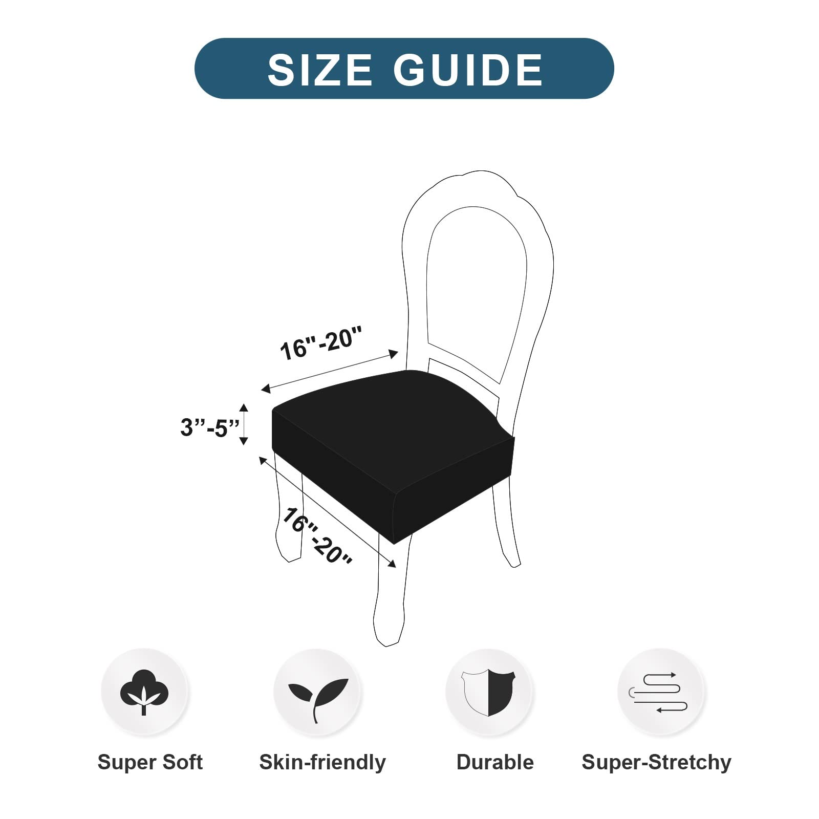 Waterproof Seat Covers for Dining Chairs - Genina Chair Slipcovers for Kitchen & Dining Room - Spill & Stain Protection for Everyday Use & Entertaining