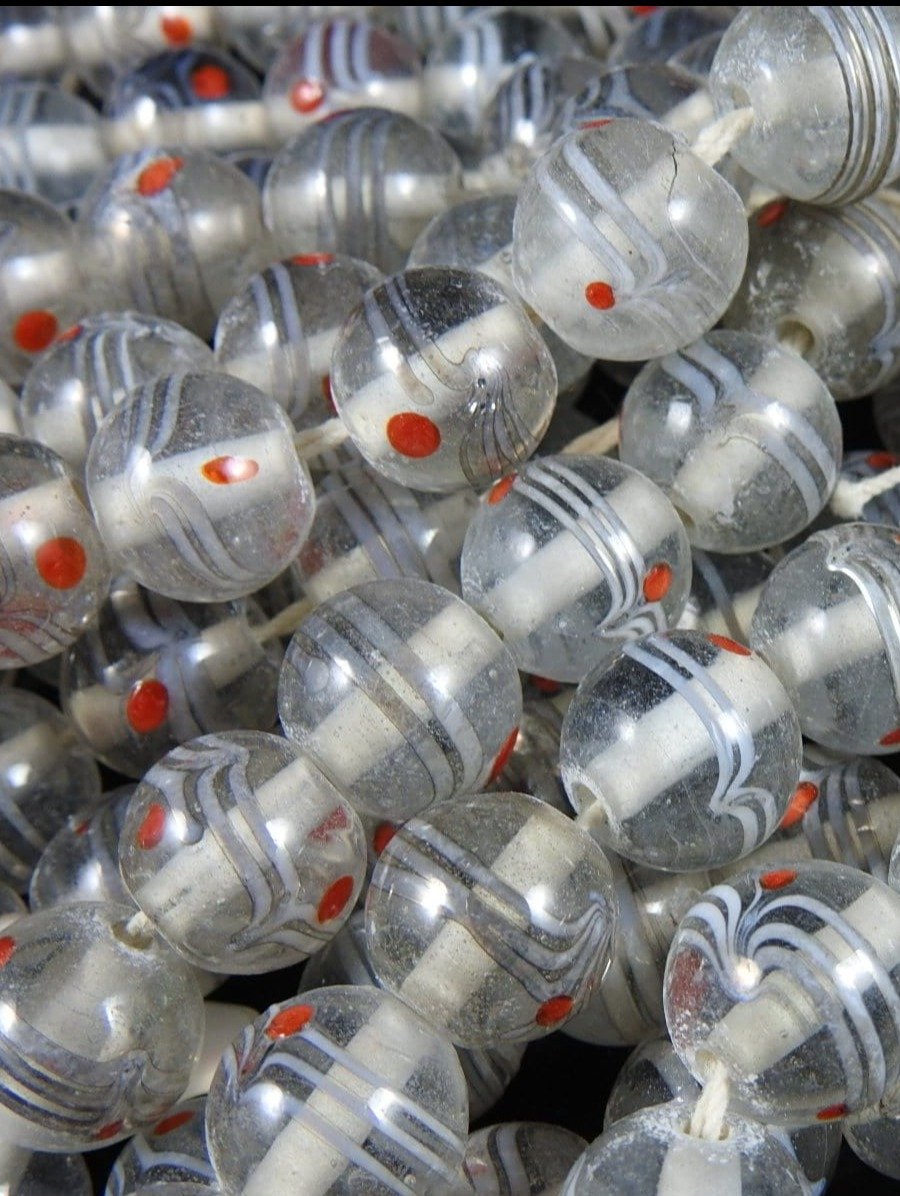 Handmade Clear & Red Glass Bead Strand - Unique Bohemian Style Jewelry Supplies for Necklaces, Bracelets & DIY Crafts
