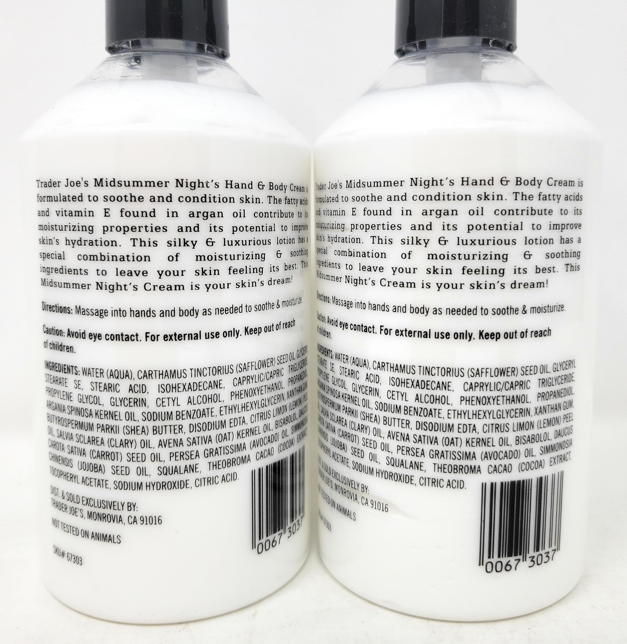 Trader Joe's Midsummer Nights Cream Hand & Body Lotion with Moroccan Argan Oil - Ultra Hydrating & Nourishing Moisturizer for Dry Skin, Pack of 2 - Perfect for Daily Use, Travel & Gift Giving