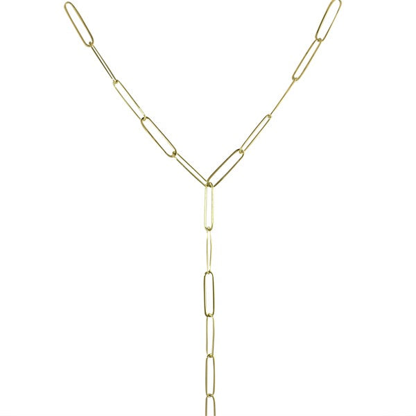 Elegant Paperclip Link Lariat Necklace for Women - Minimalist Gold or Silver Layering Chain for Everyday Wear, Office & Date Night