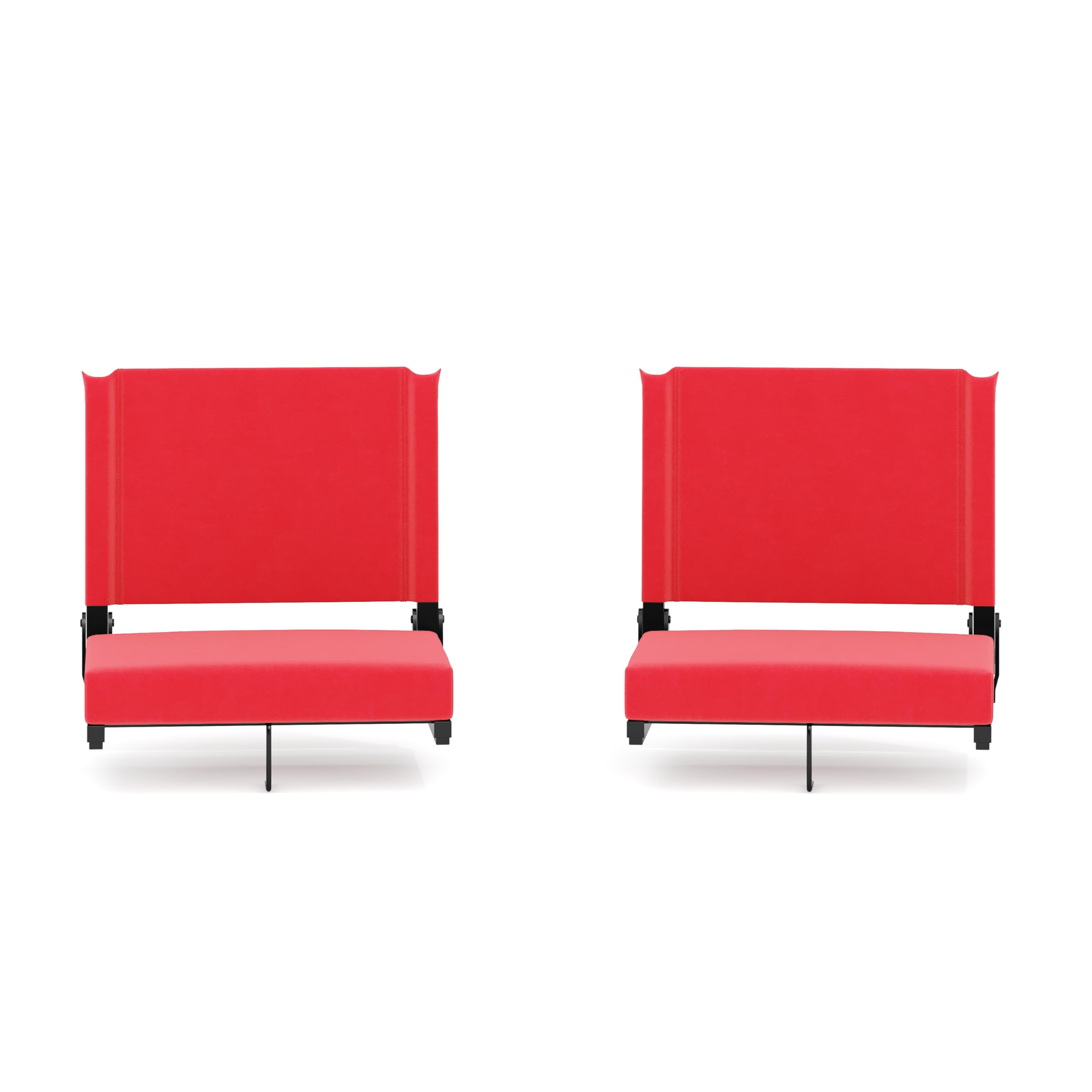 Flash Furniture Grandstand Portable Folding Stadium Seats - 2 Pack Padded Bleacher Chairs with Handle, 500 lb Weight Capacity (Red) - Perfect for Sporting Events, Concerts & Outdoor Activities