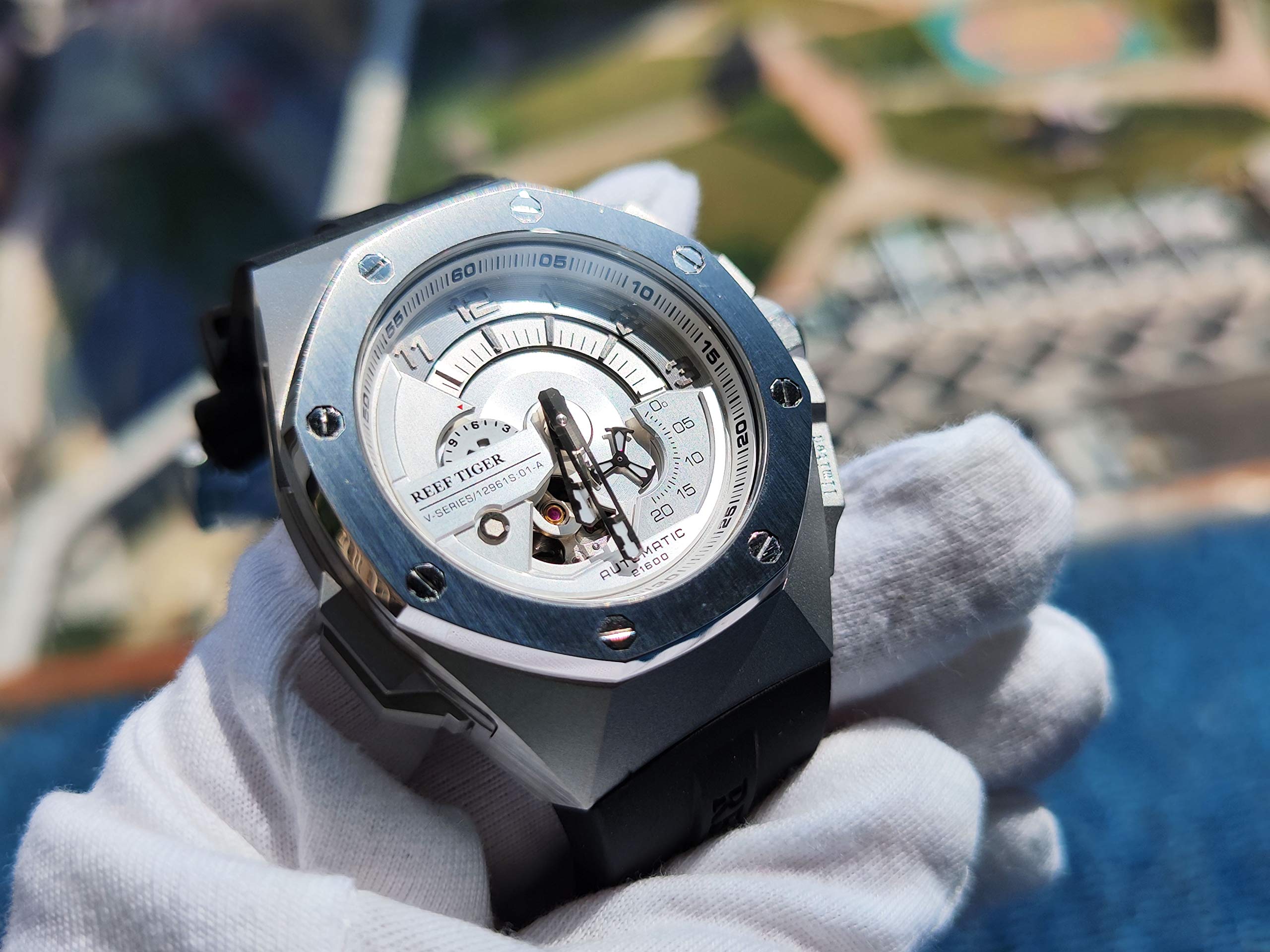 REEF TIGER Luxury Men's Automatic Mechanical Sports Watch - Stainless Steel Chronograph, Waterproof, Date Display RGA92S7 - Perfect for Business, Casual & Outdoor Activities
