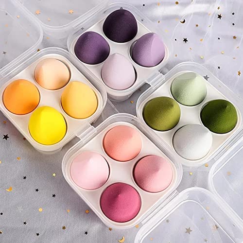 AISHU Professional Makeup Blender Sponge Set with Storage Box - Soft Foundation & Powder Beauty Sponge (Multicolor) - Perfect for Liquid, Cream & Powder Makeup Application