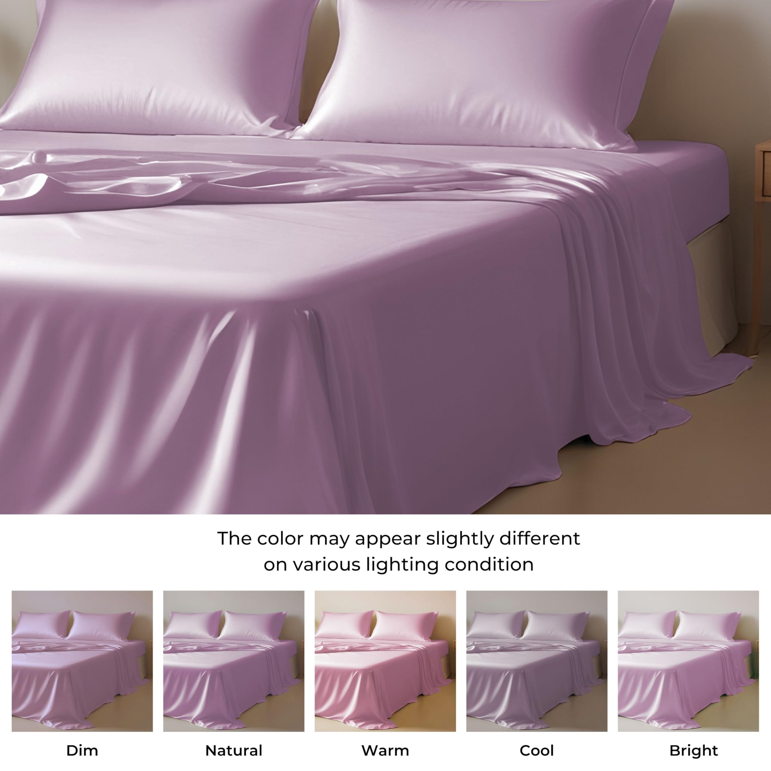 Premium Eucalyptus Tencel Bed Sheet Set Queen Size 4Pc - Soft Breathable Cooling Lilac Lyocell Sheets with 16