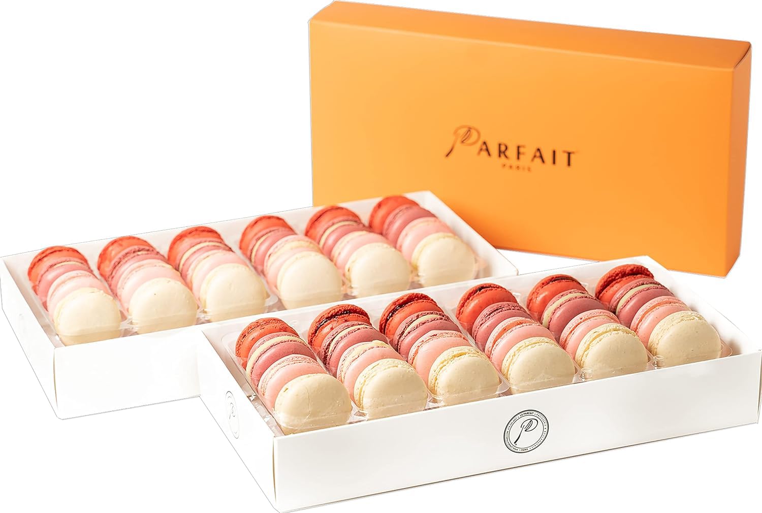 Parfait Paris Baby Girl French Macarons - 48pc Gender Reveal Party Decorations & Gourmet Dessert Box | Fresh Baked Assorted Macaroons for Baby Showers, Valentine's Gifts & Special Celebrations
