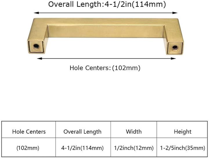 Premium Gold Cabinet Handles 102mm (6 Pack) - HDJ12GD Square Bar Pulls for Dresser Drawers & Cupboard Doors | Modern Kitchen & Bathroom Hardware Upgrade