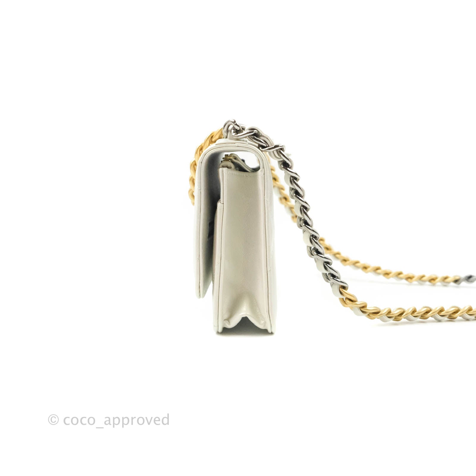 Chanel 19 Quilted Wallet on Chain WOC in Iridescent White with Mixed Hardware - Luxury Crossbody Bag for Women, Perfect for Evening Events & Daily Use