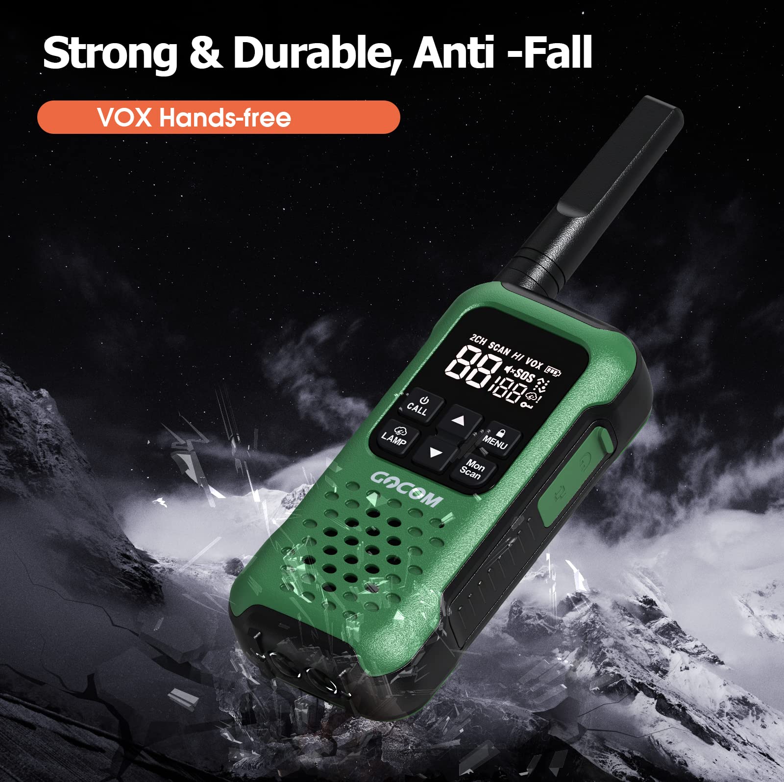 G9 IP67 Waterproof Two-Way Radios - 4 Pack with NOAA Weather Alert, SOS Emergency Lamp & Long Range Rechargeable Walkie Talkies for Outdoor Adventures, Hiking, Camping & Emergency Preparedness