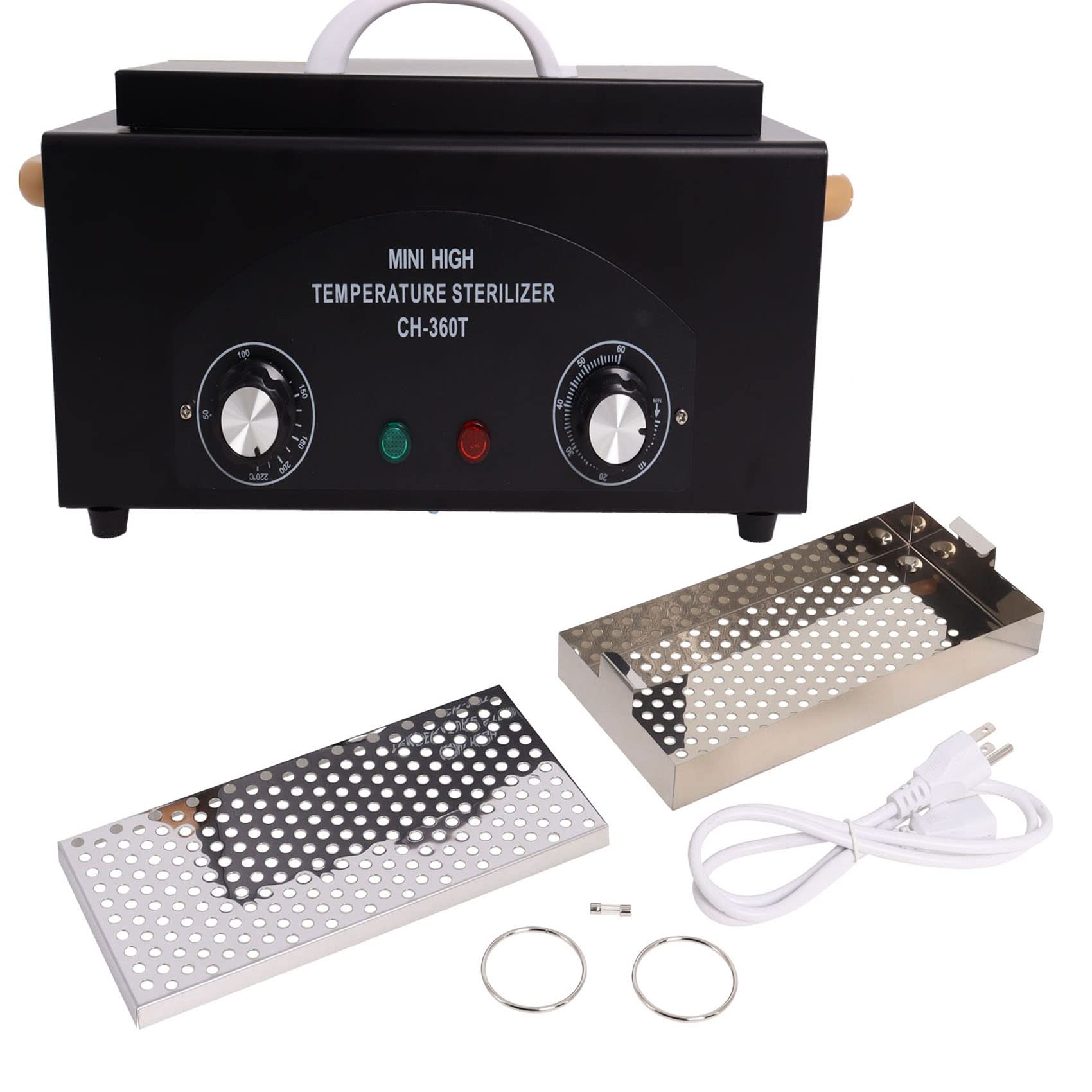 Professional 2L High-Temperature Sterilizer for Nail Tools & Tattoo Equipment - Dry Heat Sanitizer with Timer for Salon, Spa, Barber Shop - Multi-Functional Metal Cleaning for Manicure & Jewelry (Black) | Perfect for Sanitizing Nail Clippers, Tattoo Needles & Earrings