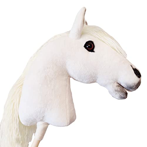 Realistic Palomino Hobby Horse Toy on Stick - Handcrafted Wooden Stick Horse for Kids Pretend Play, Birthday Gifts & Outdoor Activities