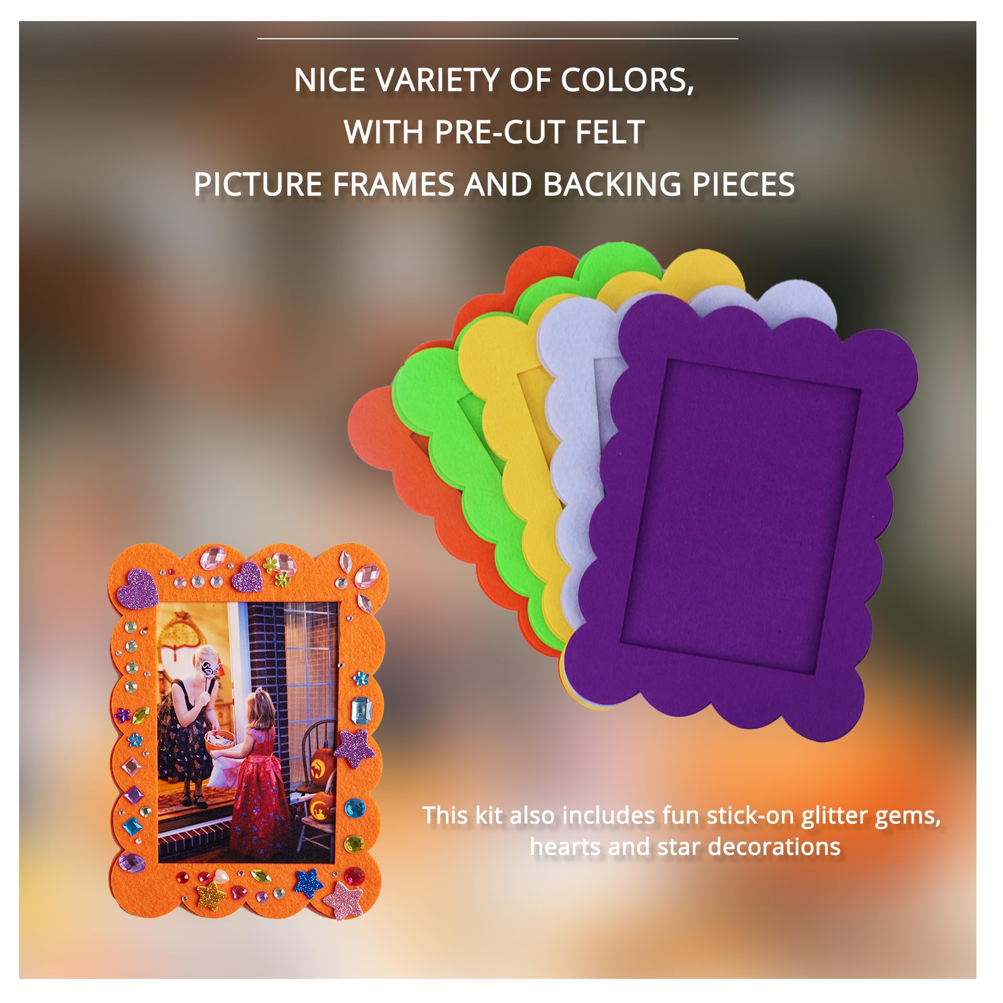 12-Pack DIY Felt Photo Frames 4×6 - Kids Craft Kit for Girls, Toddlers | Party Favors & Arts Supplies