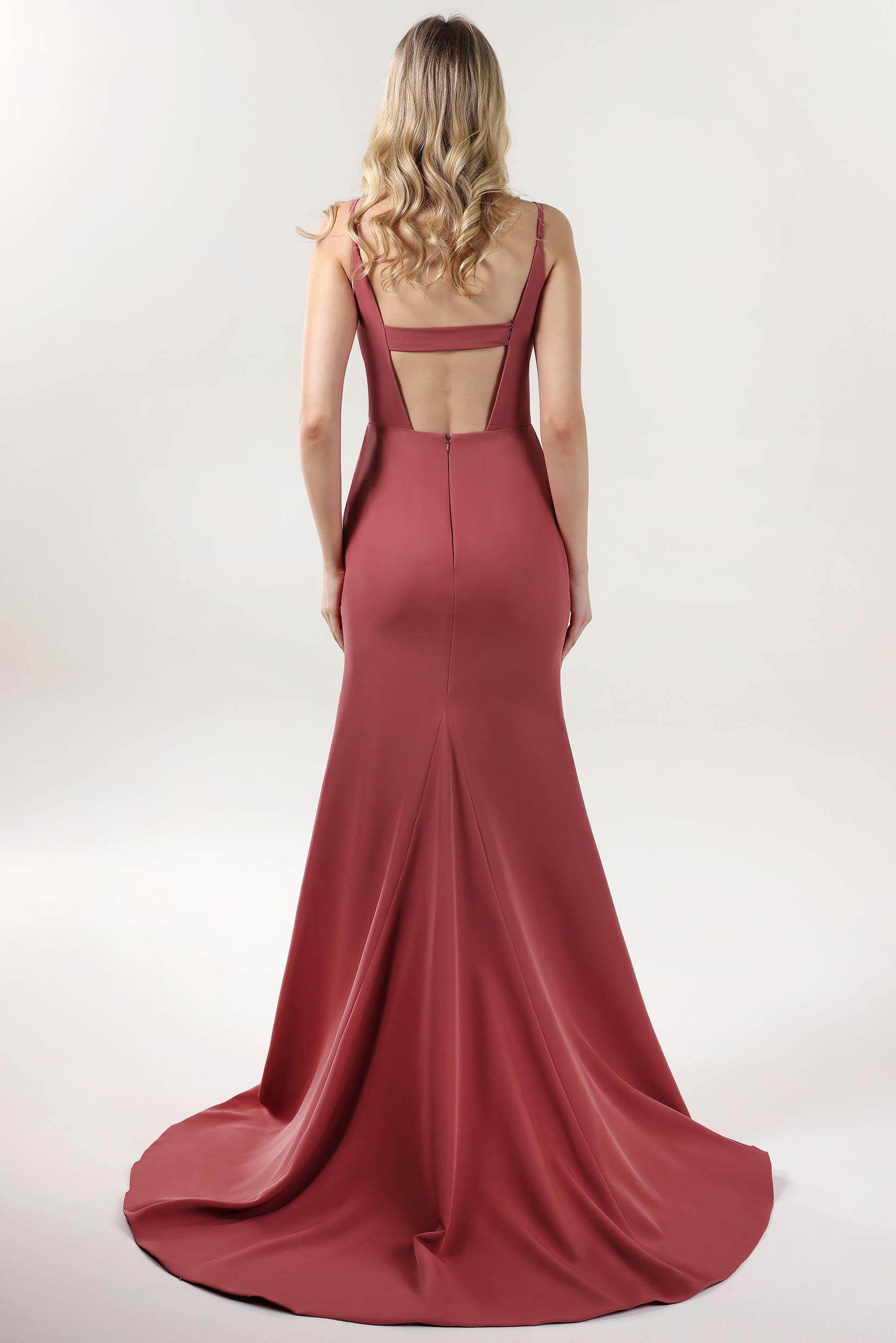 Elegant Mermaid Sweep Brush Train Stretch Crepe Formal Evening Gown CS0588 - Perfect for Prom, Wedding, and Black Tie Events