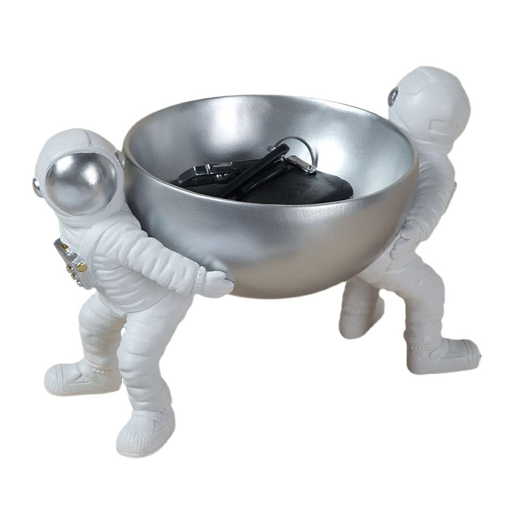 Nordic Astronaut Key Storage Box - Creative Space-Themed Home Decor for Keys, Snacks & Dried Fruits - Silver Desktop Organizer | Perfect for Living Room, Bedroom & Office Decor