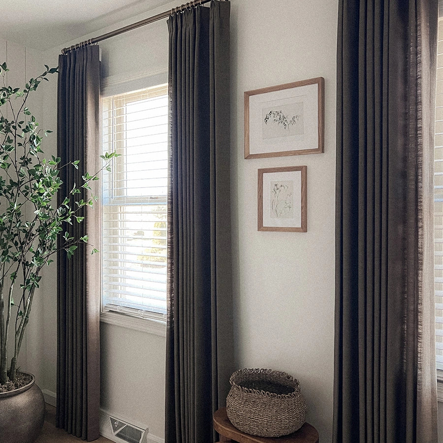 Pinch Pleated Blackout Curtains - 100% Linen Fabric for Modern Home Decor | Noise Reducing & Thermal Insulated Window Drapes for Bedroom & Living Room