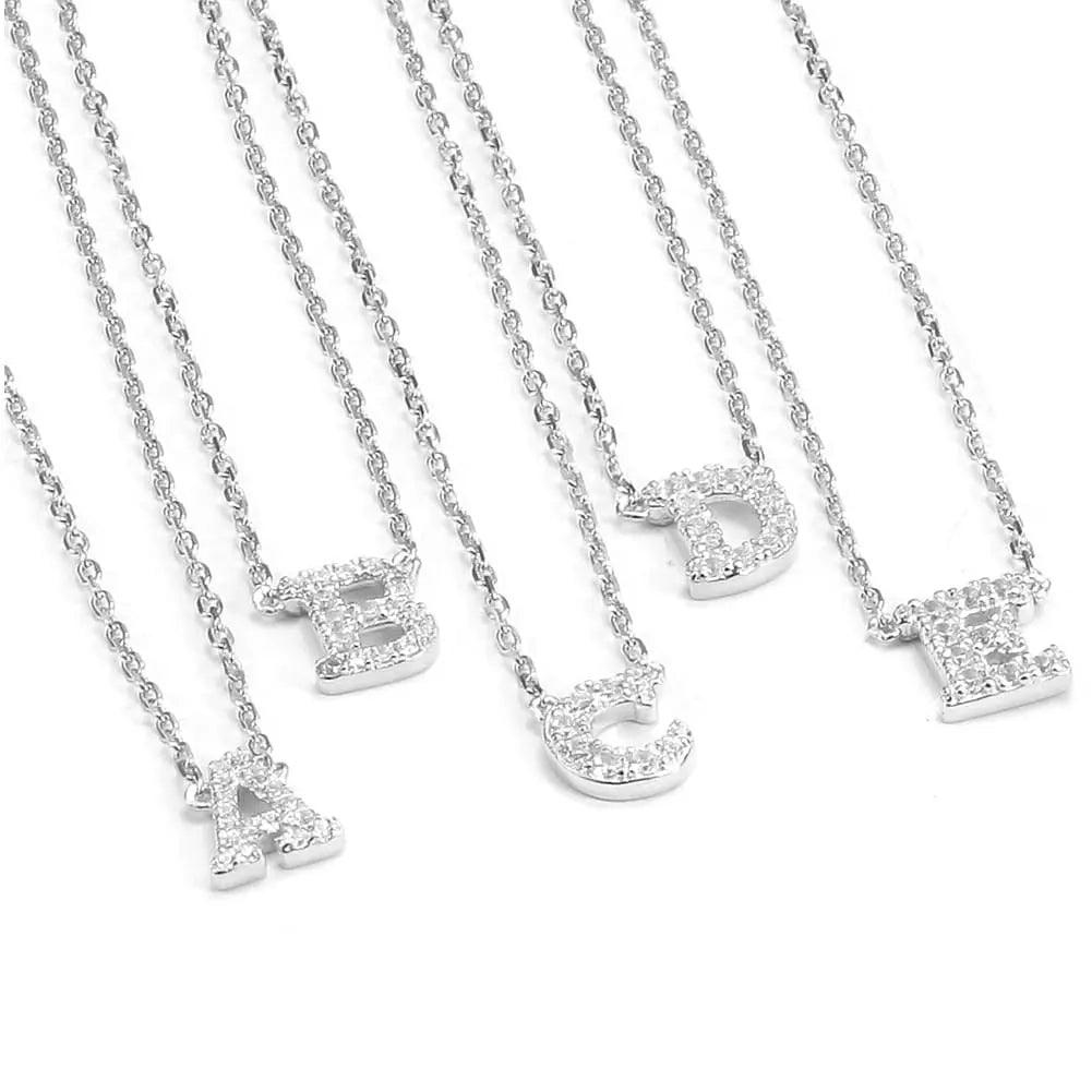 Personalized Silver Initial Pave Necklace for Women - Dainty Letter Pendant Jewelry Gift for Her - Perfect for Birthdays, Anniversaries & Valentine's Day