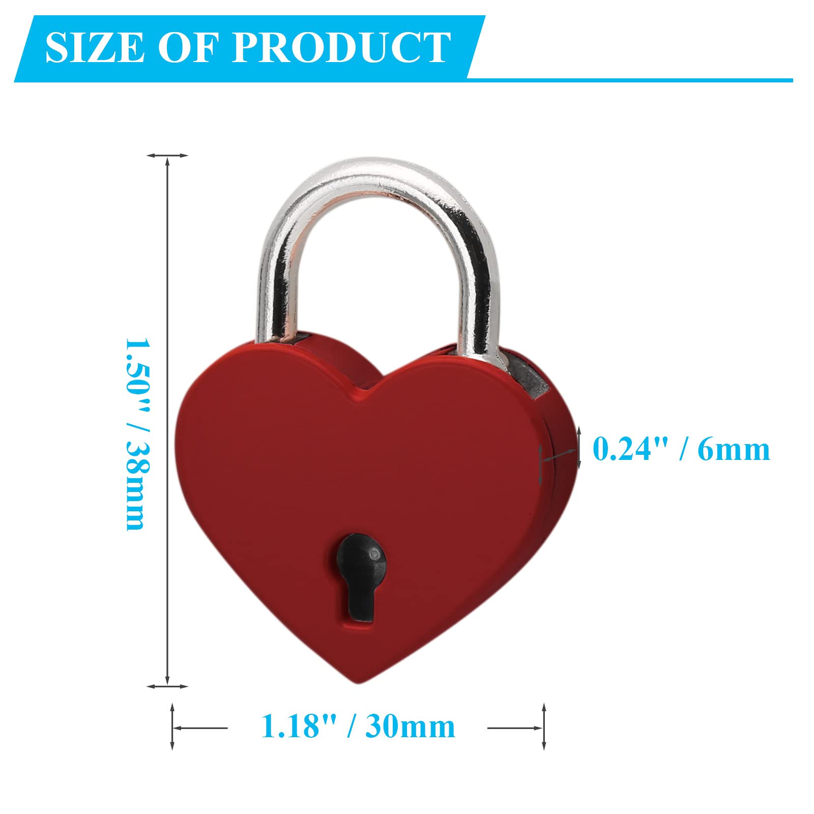 4 Pcs Red Heart-Shaped Padlocks with 2 Keys - Mini Luggage Locks for Suitcases, Backpacks & Travel Bags - Cute Security Locks for Valentine's Gifts, Couples & Romantic Getaways