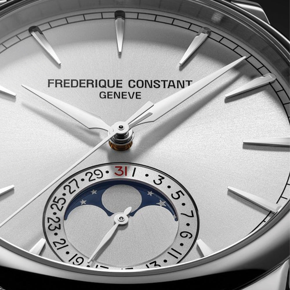 Classic Moonphase Date Automatic Watch 40mm Silver Dial with Genuine Leather Strap - Perfect for Business Meetings & Formal Occasions