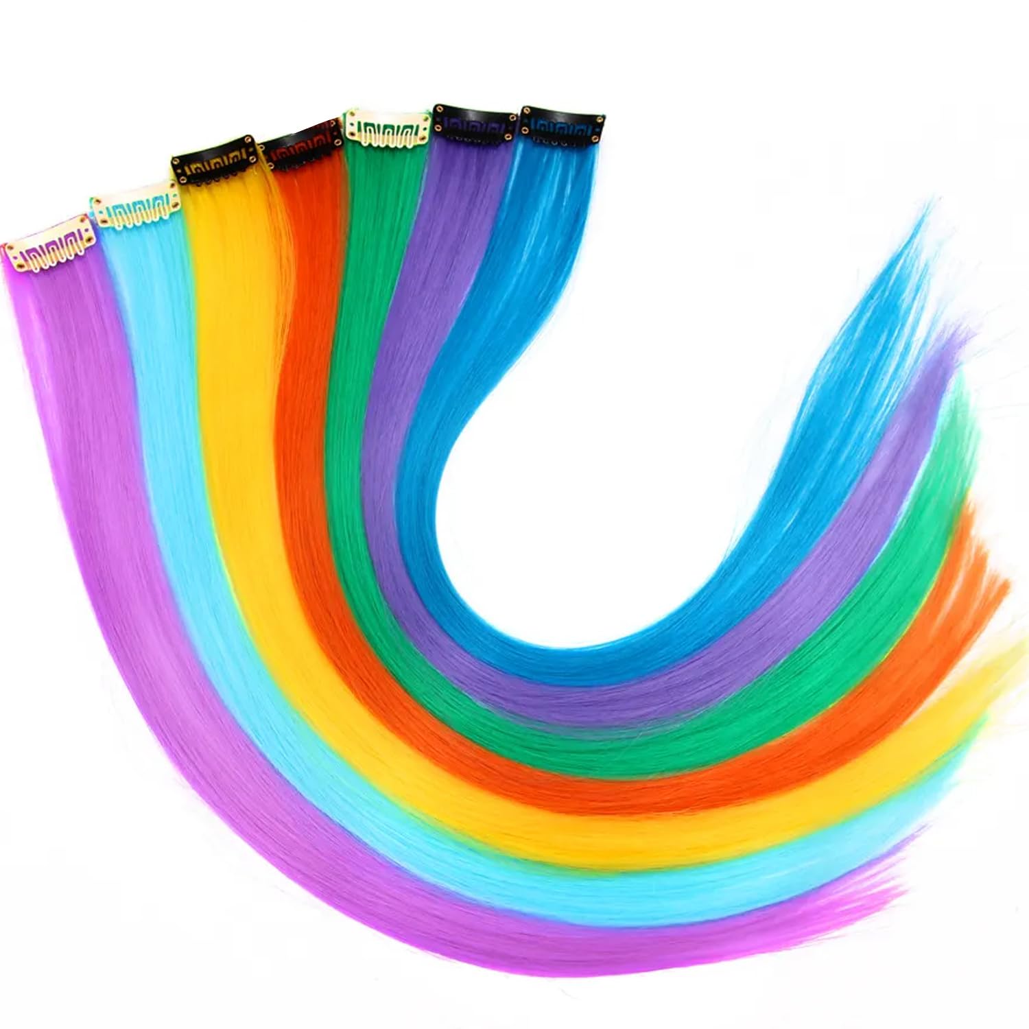PRAVRAJYA 22 Inch Clip-in Straight Hair Extensions for Women - Pink Highlights for Party, Cosplay, Wedding & Special Events (1 Pack) - Perfect for Daily Styling & Volume Boost