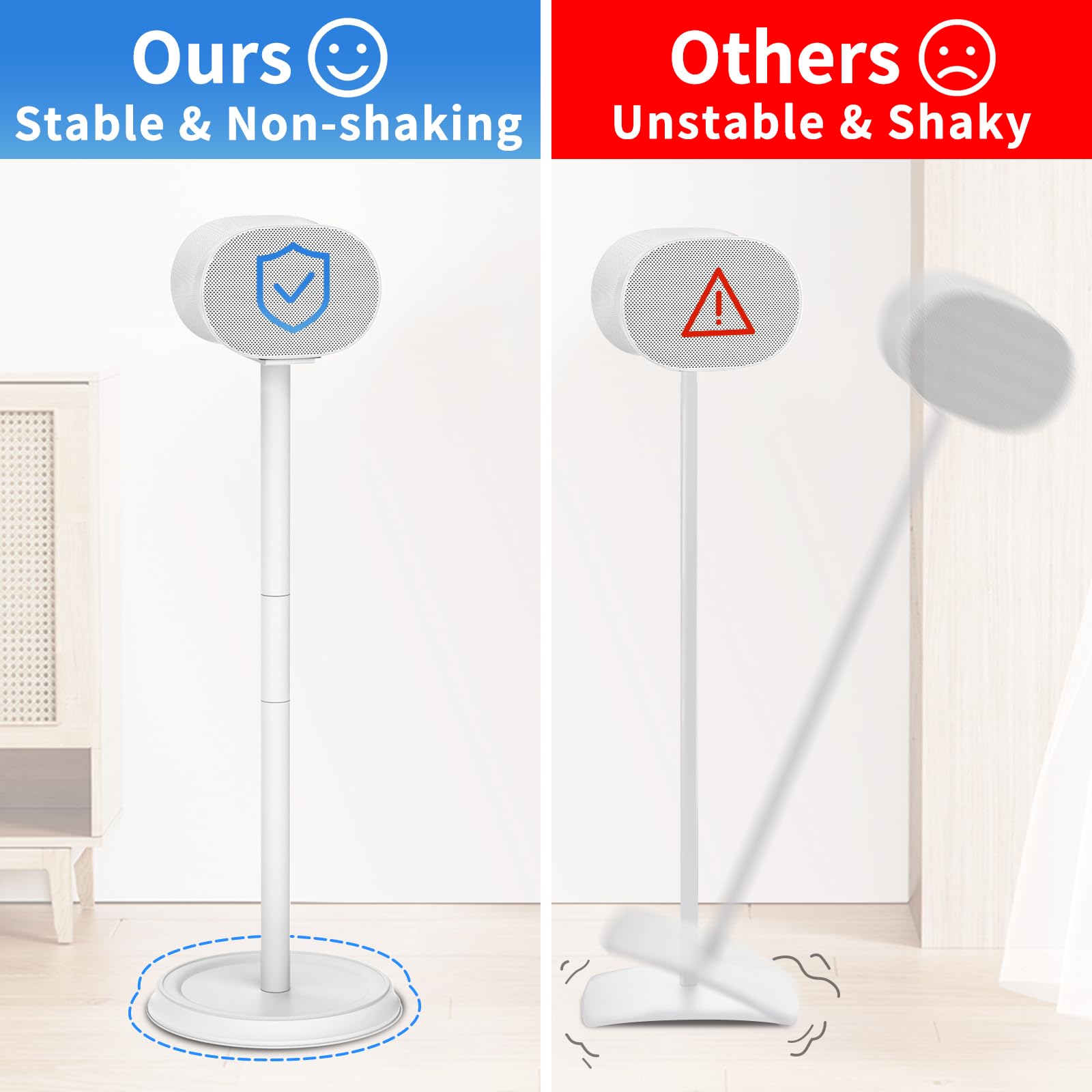 Heavy-Duty White Speaker Stand for Sonos Era 300 with Cable Management - Secure Floor Mount Stand for Sonos Era 300 - Perfect for Home Theater, Music Studio & Living Room Audio Setup