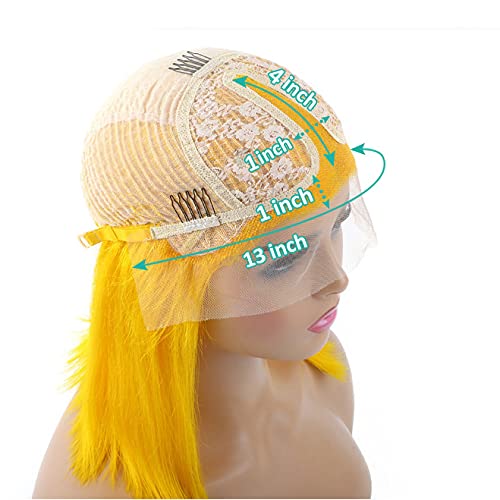 13x4 HD Transparent Lace Brazilian Virgin Human Hair Bob Wig - Pre Plucked Bleached Knots, 180% Density, Glueless Short Cut 14inch with Baby Hair | Perfect for Cosplay, Halloween, Daily Fashion & Protective Styling