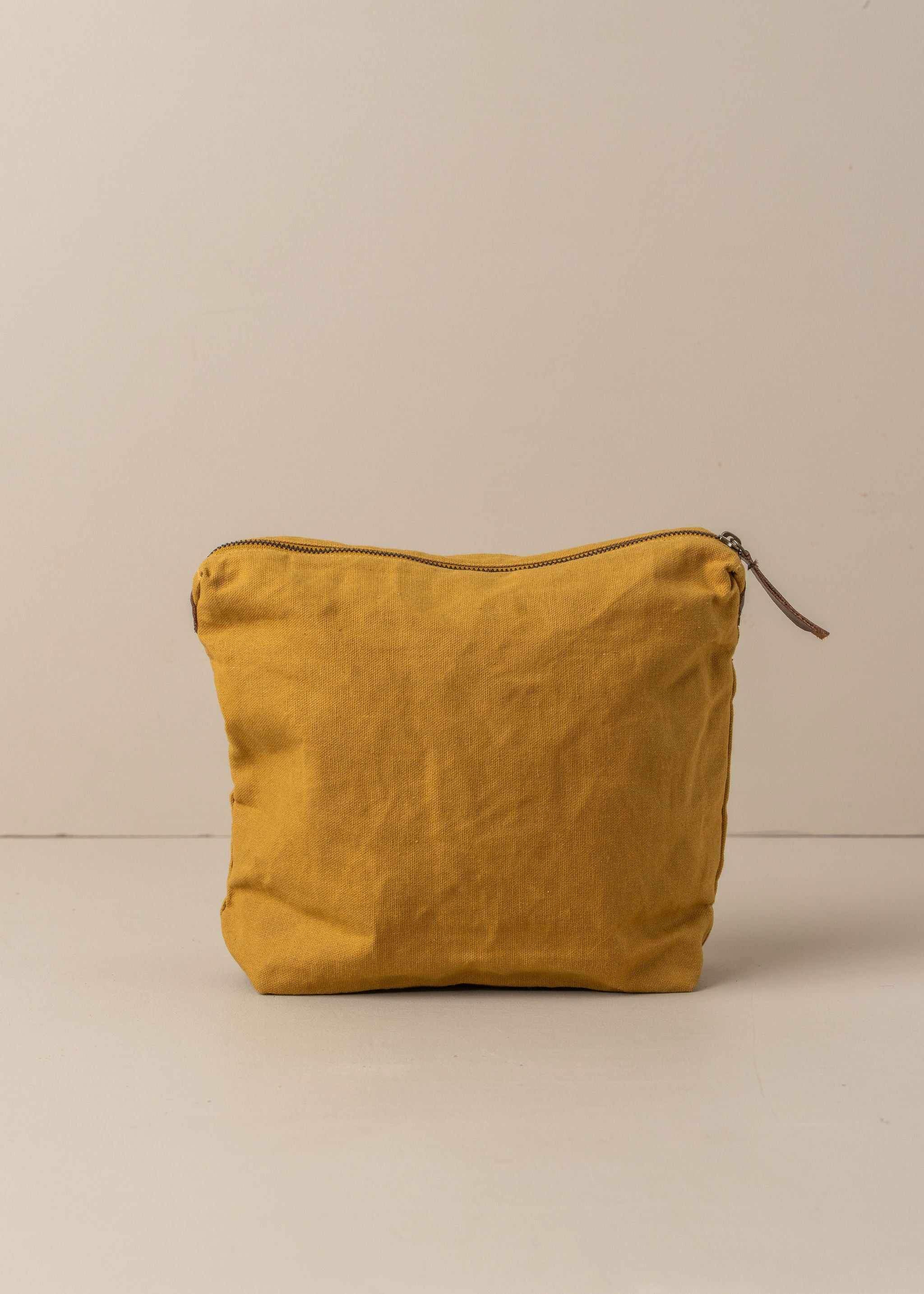 Journey Makeup Canvas Bag - Mustard Yellow Travel Cosmetic Pouch for Women | Perfect for Gym, Beach & Daily Essentials Storage