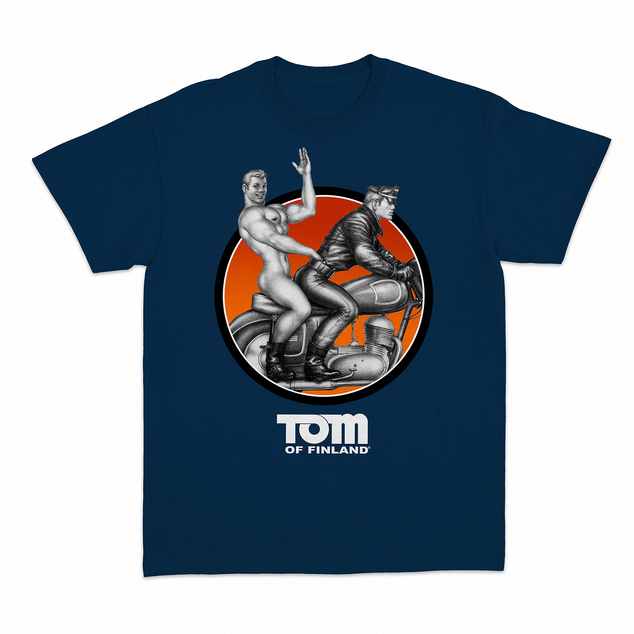 Tom of Finland Easy Rider Motorcycle Gay Pride T-Shirt for Men - Leather Pants & Biker Style Graphic Print Tee - Perfect for Pride Events, Motorcycle Rides & LGBTQ+ Gatherings