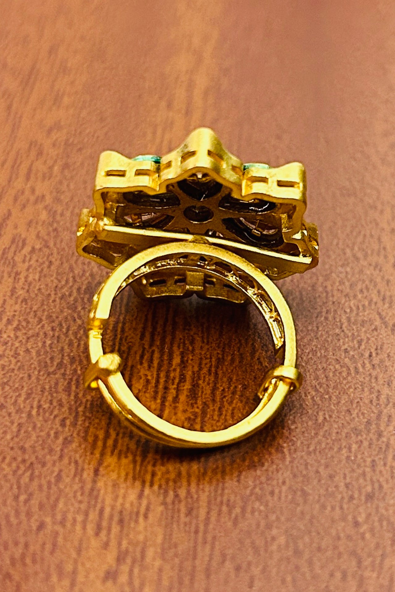 Elegant Gold Plated Royal Kundan Beaded Ring (D243) – Perfect for Weddings, Parties & Special Occasions