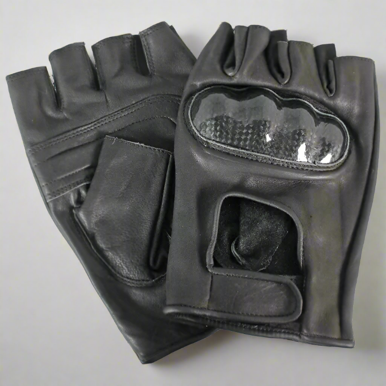Open Road Men's Fingerless Leather Motorcycle Gloves - Biker Riding Gloves for Harley, Cruiser & Touring - Touchscreen Compatible for Safe Riding & Easy Phone Use
