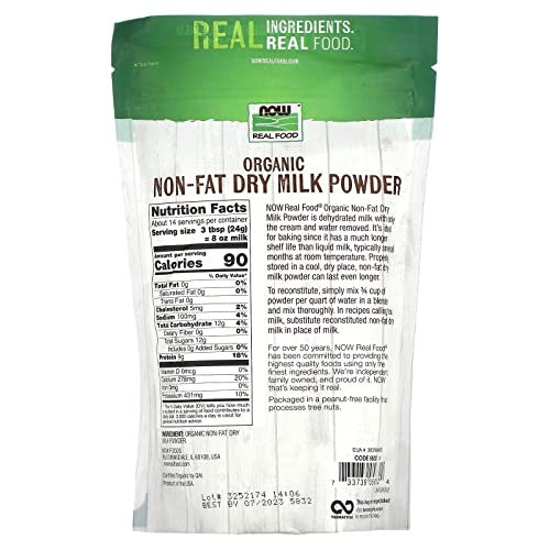 Organic Non-Fat Dry Milk Powder, 12 oz (Pack of 3) - High Protein & Calcium Rich Powdered Milk for Baking, Smoothies, Coffee - Includes Free Measuring Spoon for Easy Mixing - Perfect for Homemade Bread, Protein Shakes & Healthy Recipes