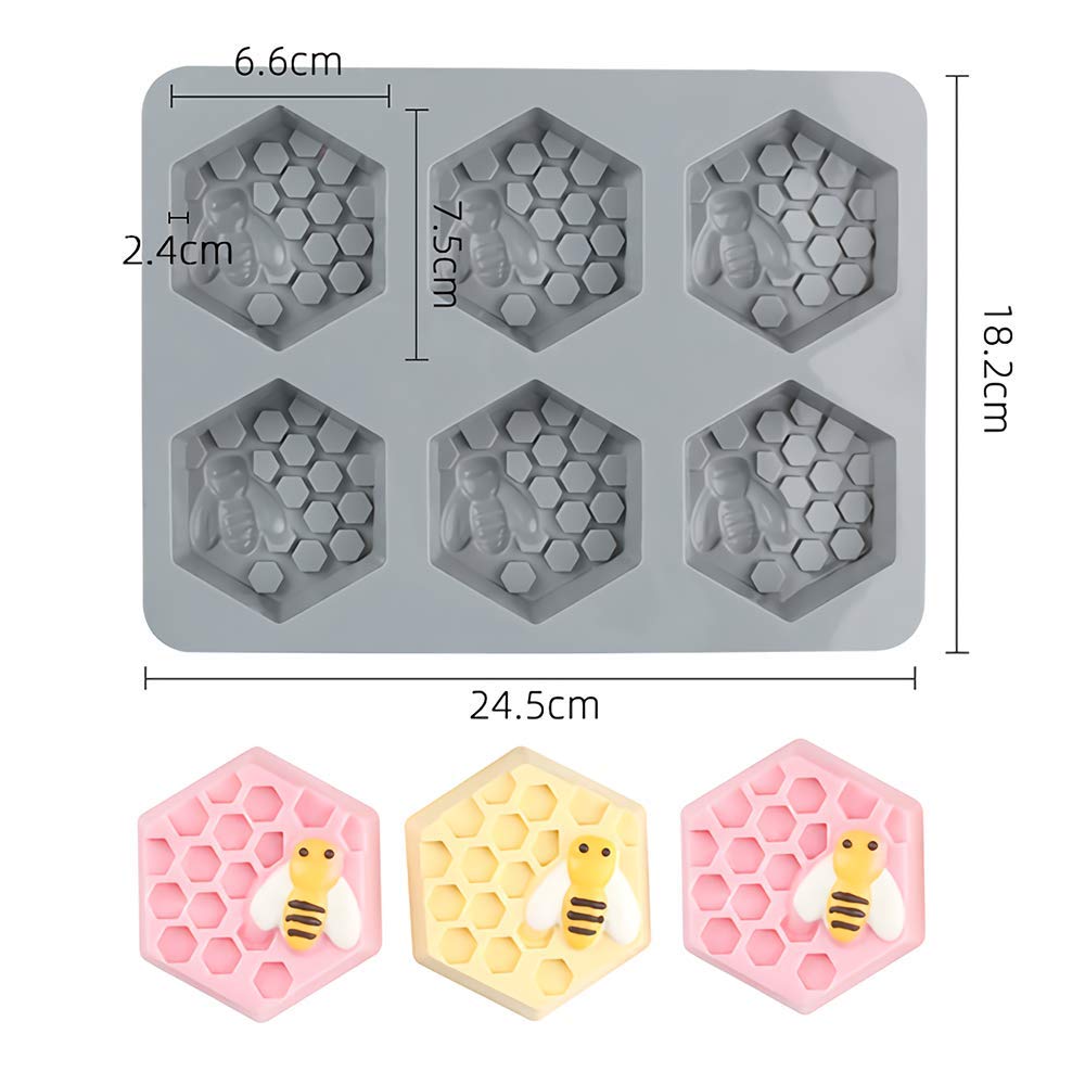 2-Pack 3D Hexagon & Round Beehive Silicone Molds for Soap, Cupcakes, Mousse, Jelly, Chocolate - DIY Baking & Candy Making Supplies - Perfect for Homemade Crafts, Ice Cubes, and Party Treats