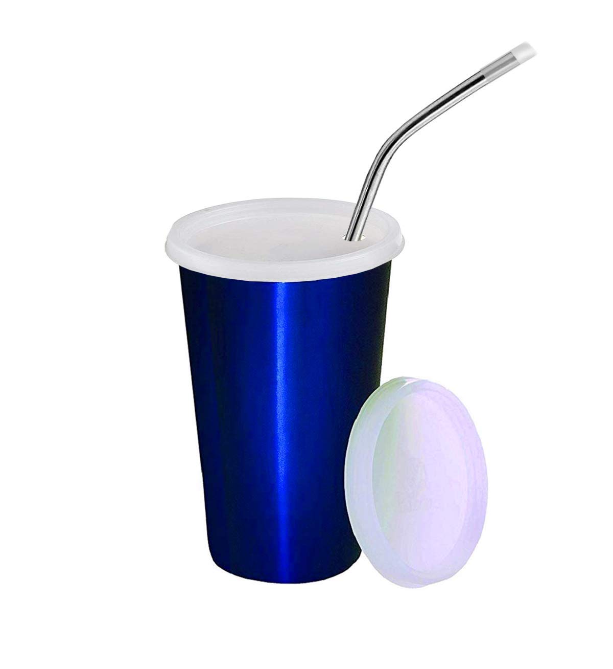 KREZON 12oz Kids Stainless Steel Sippy Cup with Straw & Lid - Leak Proof Spill Proof Toddler Water Bottle for 1-4 Year Olds - BPA Free Insulated Milk Tumbler with Gum Protection, 2 Straws & Cleaning Brush (Blue) - Perfect for Daycare, Travel & On-the-Go Hydration