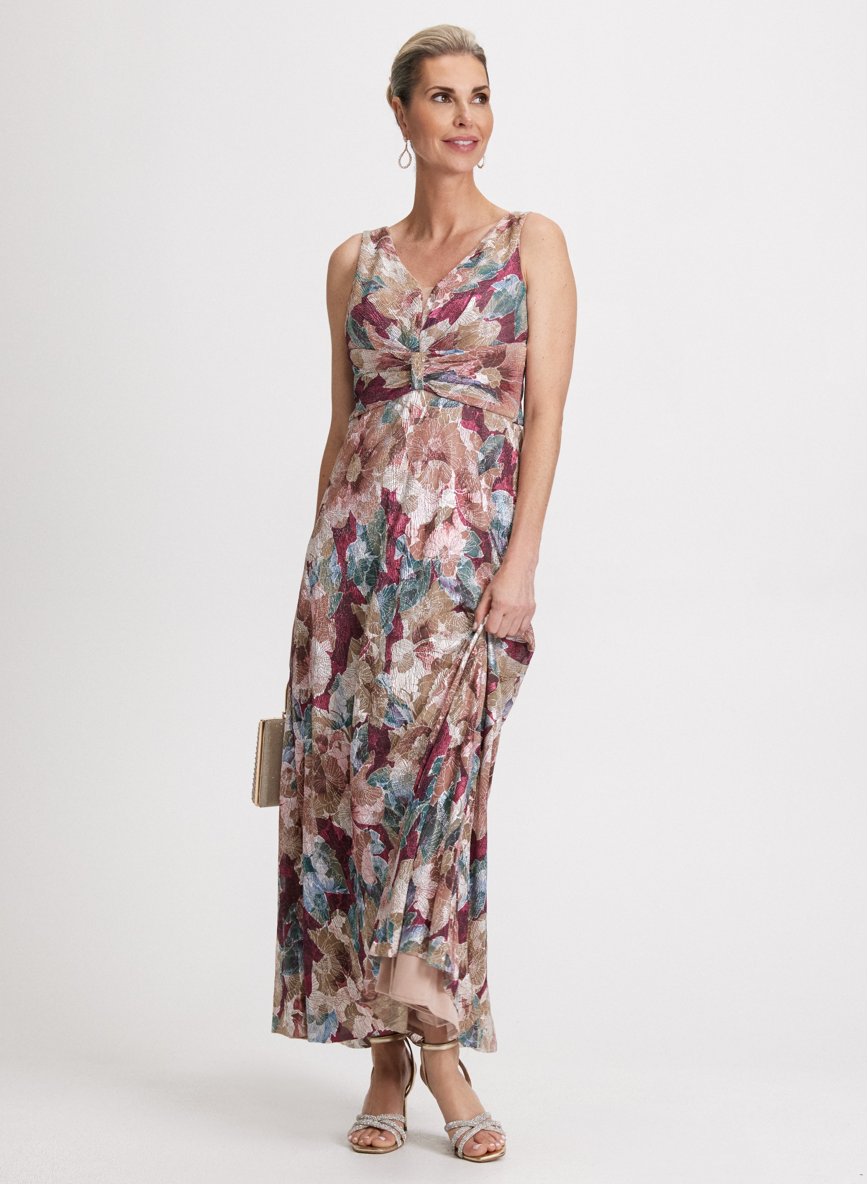 Floral Print Pleated Dress for Women - Elegant Summer Midi Dress with Ruffle Sleeves | Perfect for Weddings, Parties & Date Nights