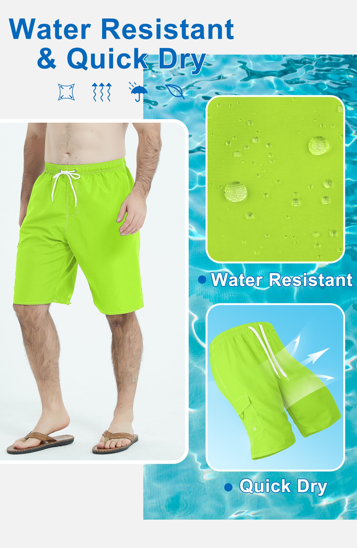 **Landisun Men's Quick Dry Swim Trunks with Mesh Lining - Comfortable Board Shorts for Swimming, Beach & Pool Activities**