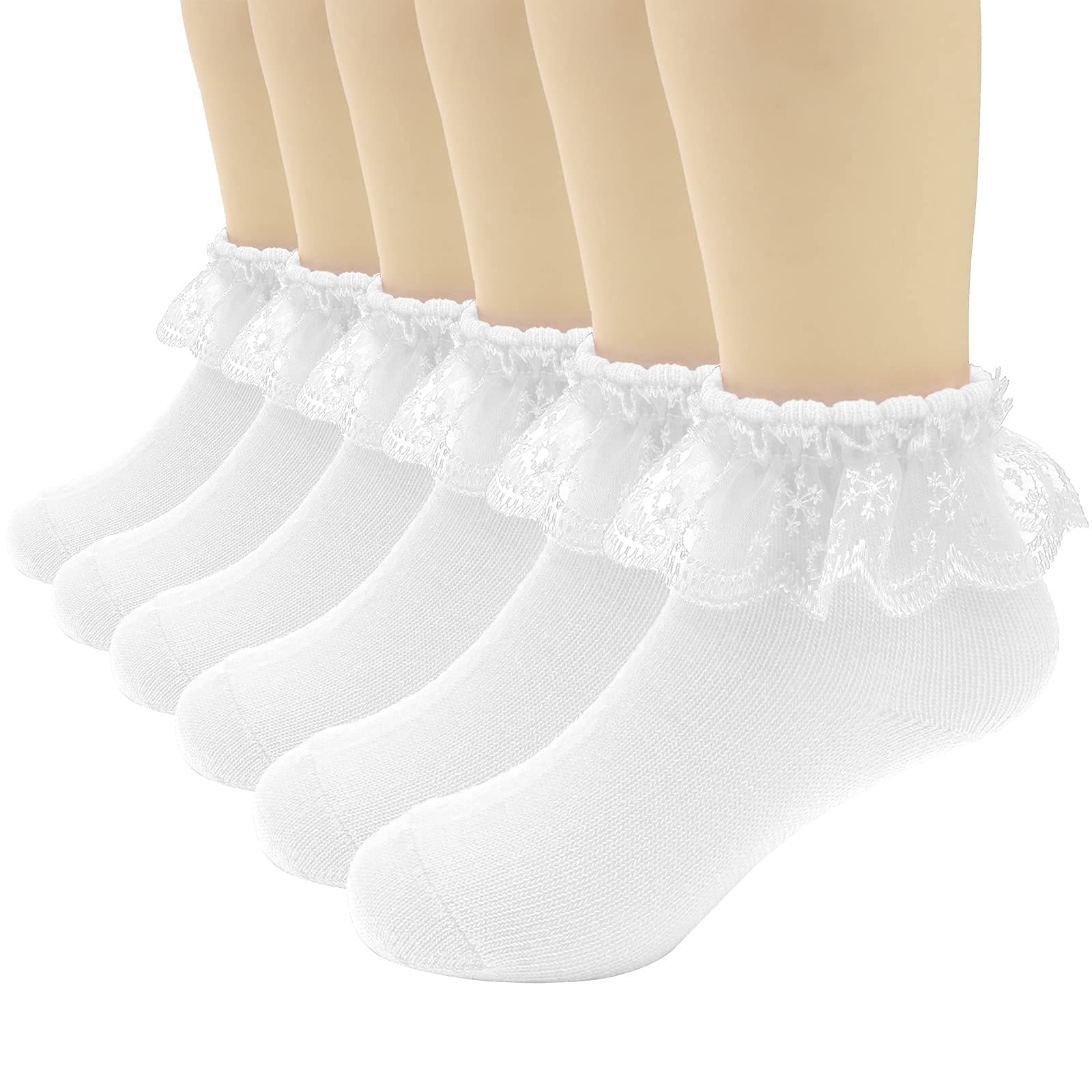 **Baby Girls' Ruffle Lace Trim Cotton Socks – Soft Princess Dress Socks for Toddlers 1-9T – Perfect for Parties, Holidays & Special Occasions**
